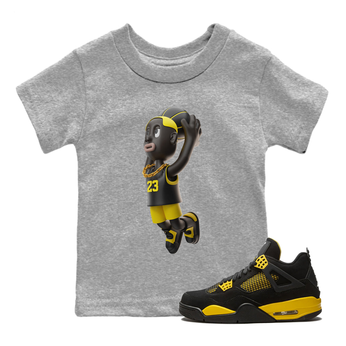 Air Jordan 4 Thunder Dunkshot Boy Baby and Kids Sneaker Tees AJ4 Thunder JumpmanKids Sneaker Tees Size Chart