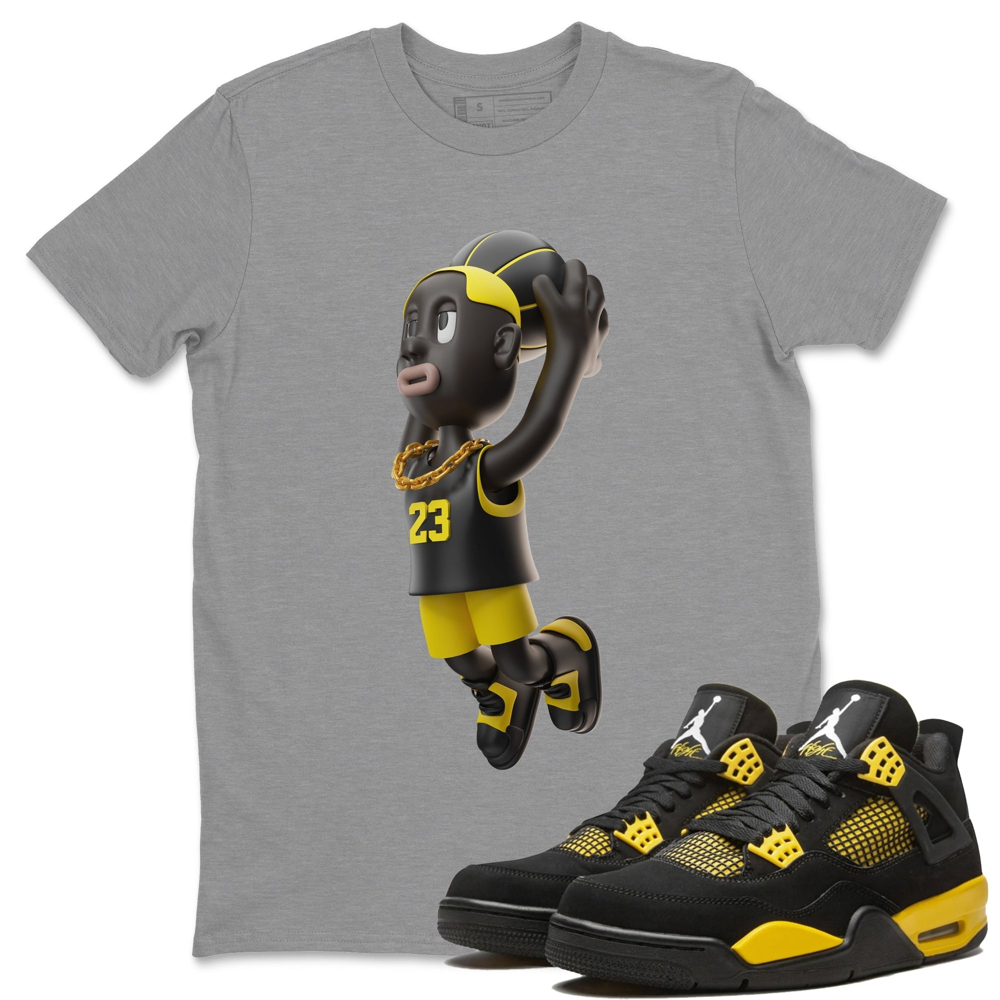 Air Jordan 4 Thunder Dunkshot Boy Crew Neck Sneaker Tees AJ4 Thunder JumpmanSneaker T-Shirts Size Chart