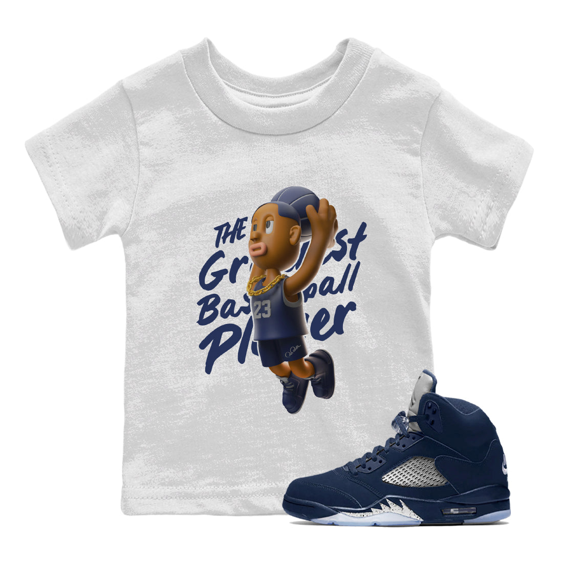 Air Jordan 5 Georgetown Sneaker Match Tees Dunkshot Boy Streetwear Sneaker Shirt AJ5 Georgetown Sneaker Release Tees Kids Shirts White 1