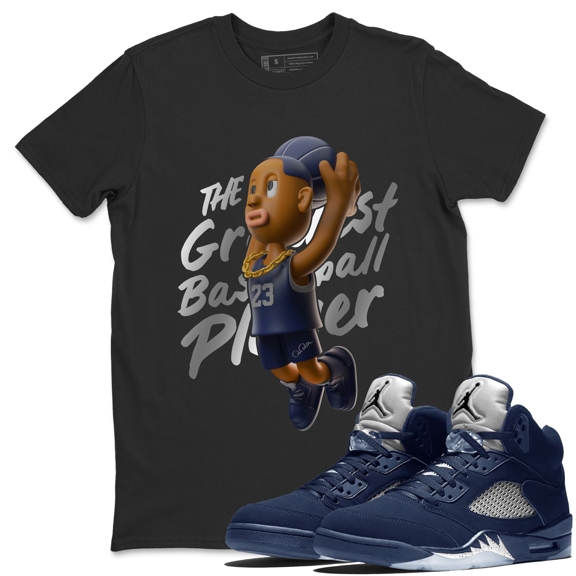 Air Jordan 5 Georgetown Sneaker Match Tees Dunkshot Boy Streetwear Sneaker Shirt AJ5 Georgetown Sneaker Release Tees Unisex Shirts Black 1