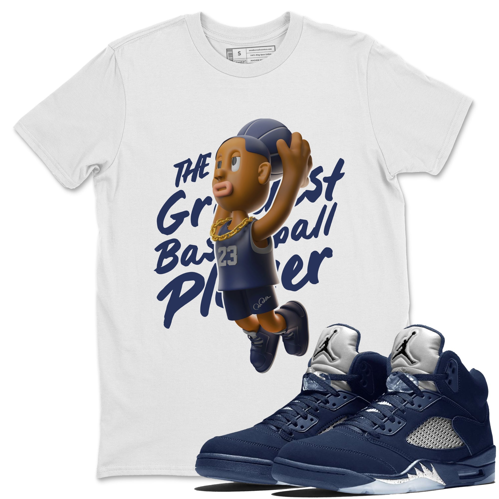 Air Jordan 5 Georgetown Sneaker Match Tees Dunkshot Boy Streetwear Sneaker Shirt AJ5 Georgetown Sneaker Release Tees Unisex Shirts White 1