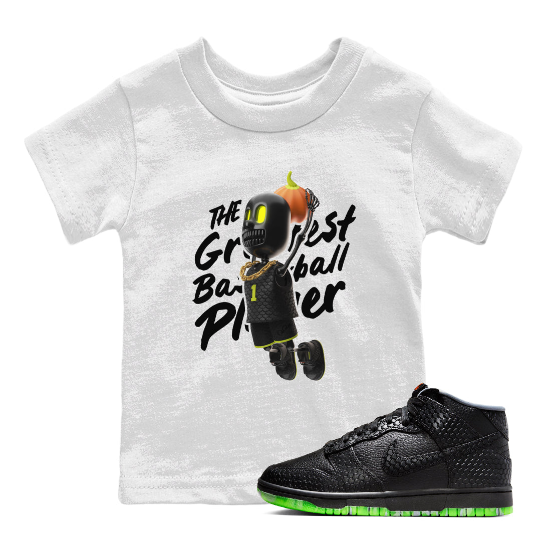 Dunk Halloween shirt to match jordans Dunkshot Boy sneaker tees Halloween Night NikeDunk Halloween Drip Gear Zone Baby Toddler White 1 T-Shirt