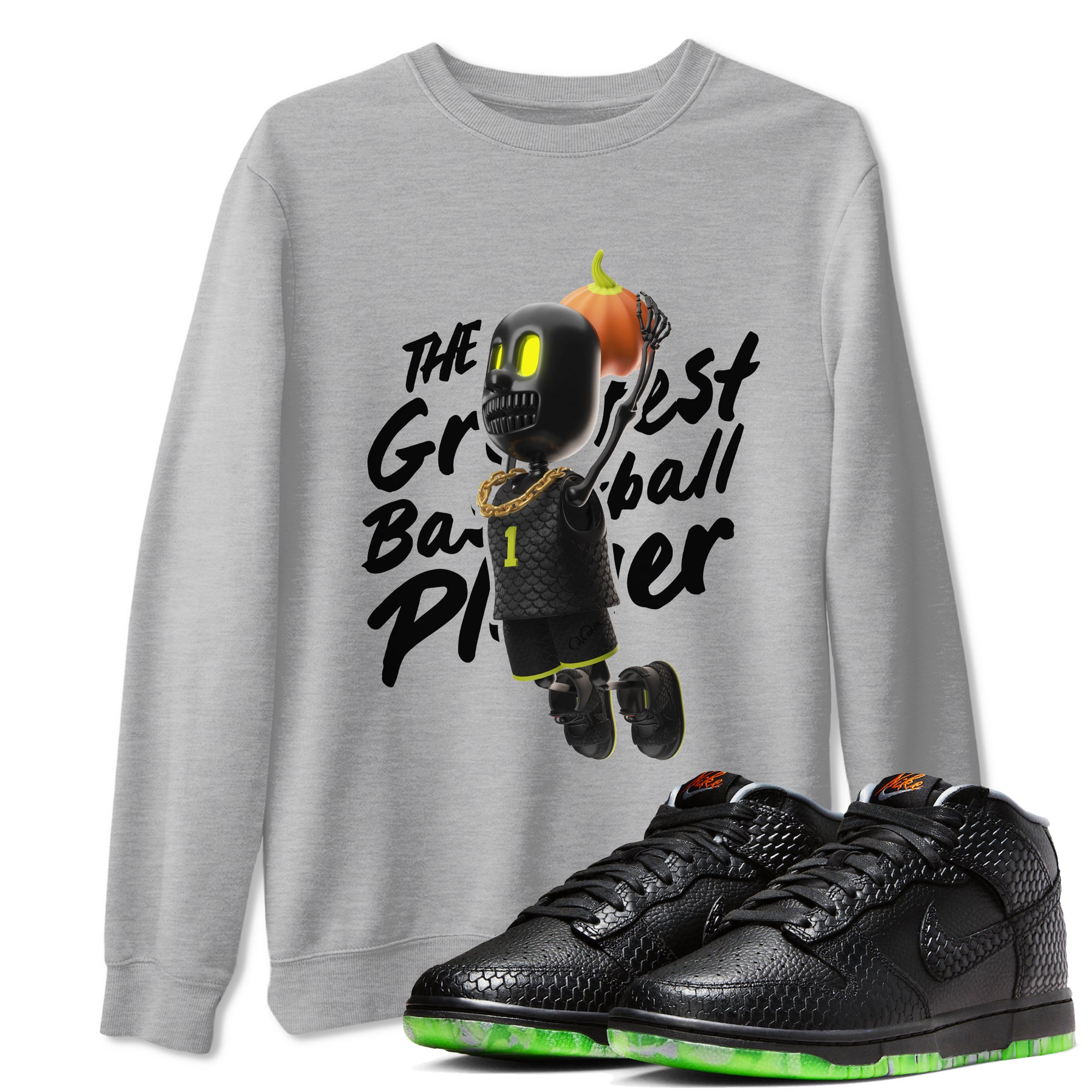 Dunk Halloween shirt to match jordans Dunkshot Boy sneaker tees Halloween Night NikeDunk Halloween Drip Gear Zone Unisex Crew Neck Tee Heather Grey 1 T-Shirt