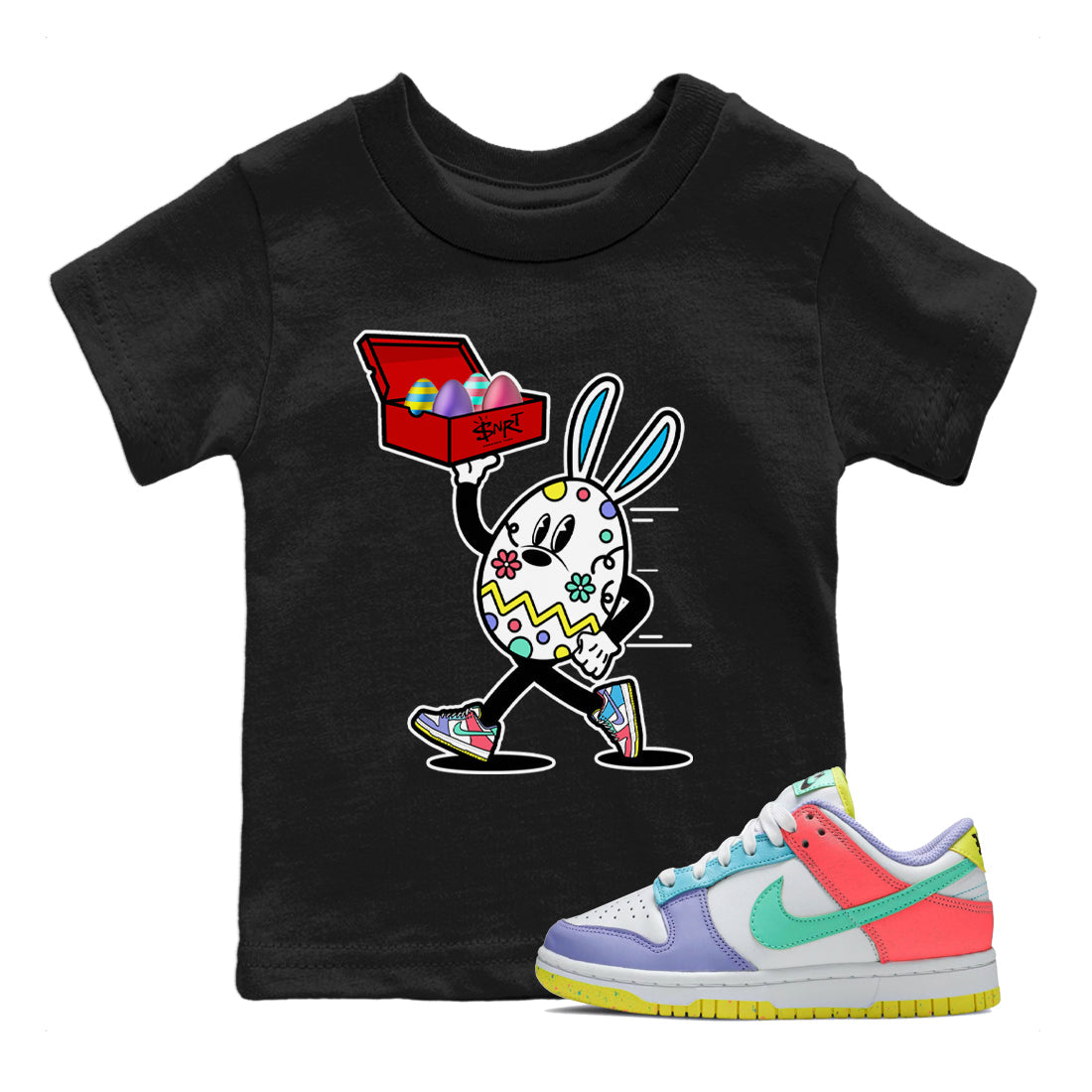 Dunk Easter Candy Sneaker Match Tees Easter Egg Hunter Streetwear Sneaker Shirt Holiday Easter T-Shirt Sneaker Release Tees Kids Shirts Black 1