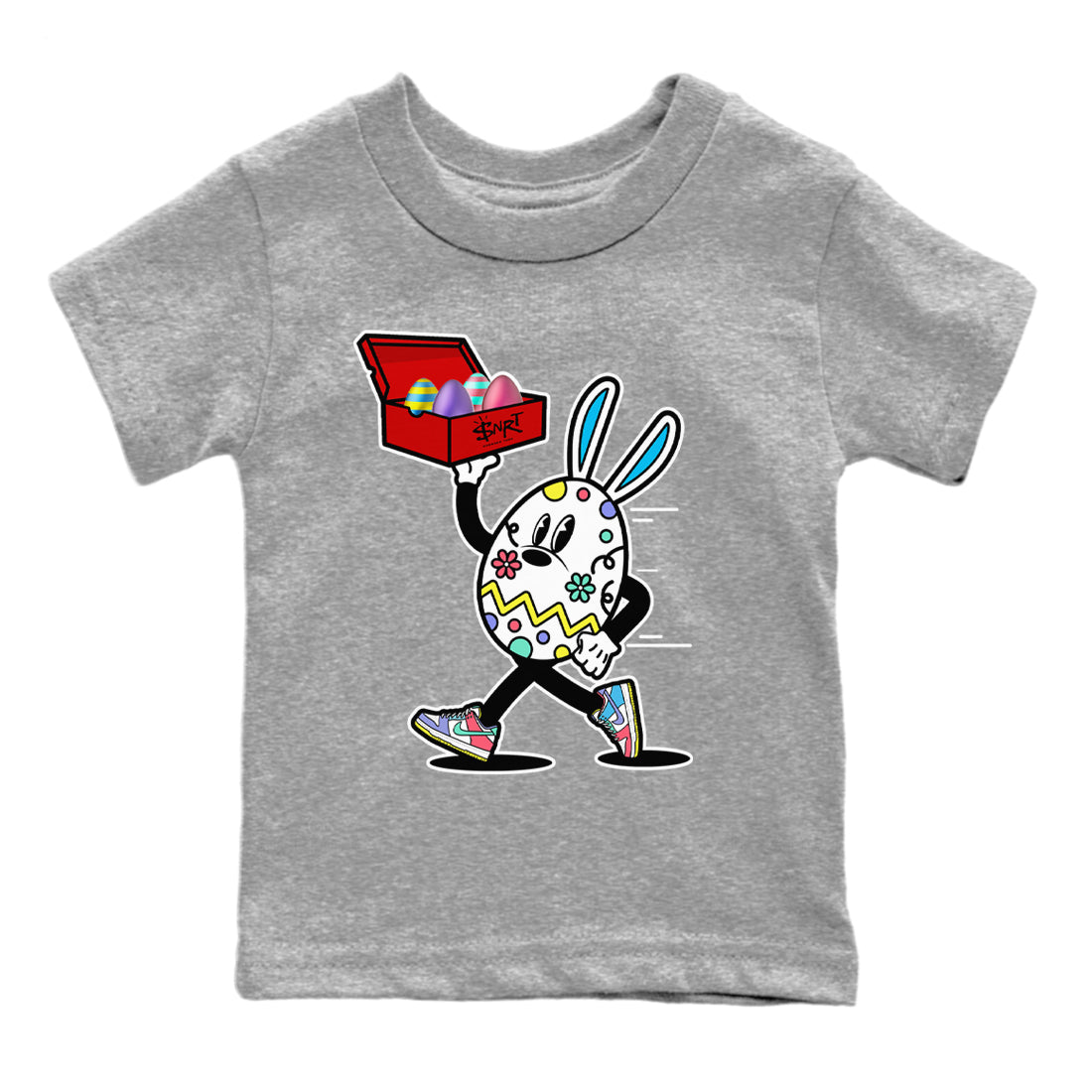 Dunk Easter Candy Sneaker Match Tees Easter Egg Hunter Streetwear Sneaker Shirt Holiday Easter T-Shirt Sneaker Release Tees Kids Shirts Heather Grey 2