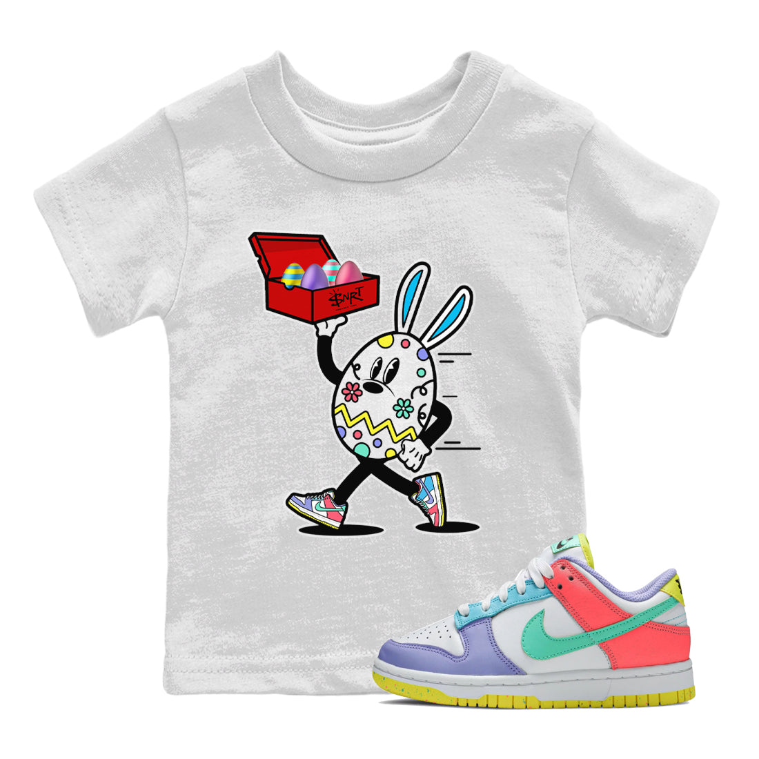Dunk Easter Candy Sneaker Match Tees Easter Egg Hunter Streetwear Sneaker Shirt Holiday Easter T-Shirt Sneaker Release Tees Kids Shirts White 1