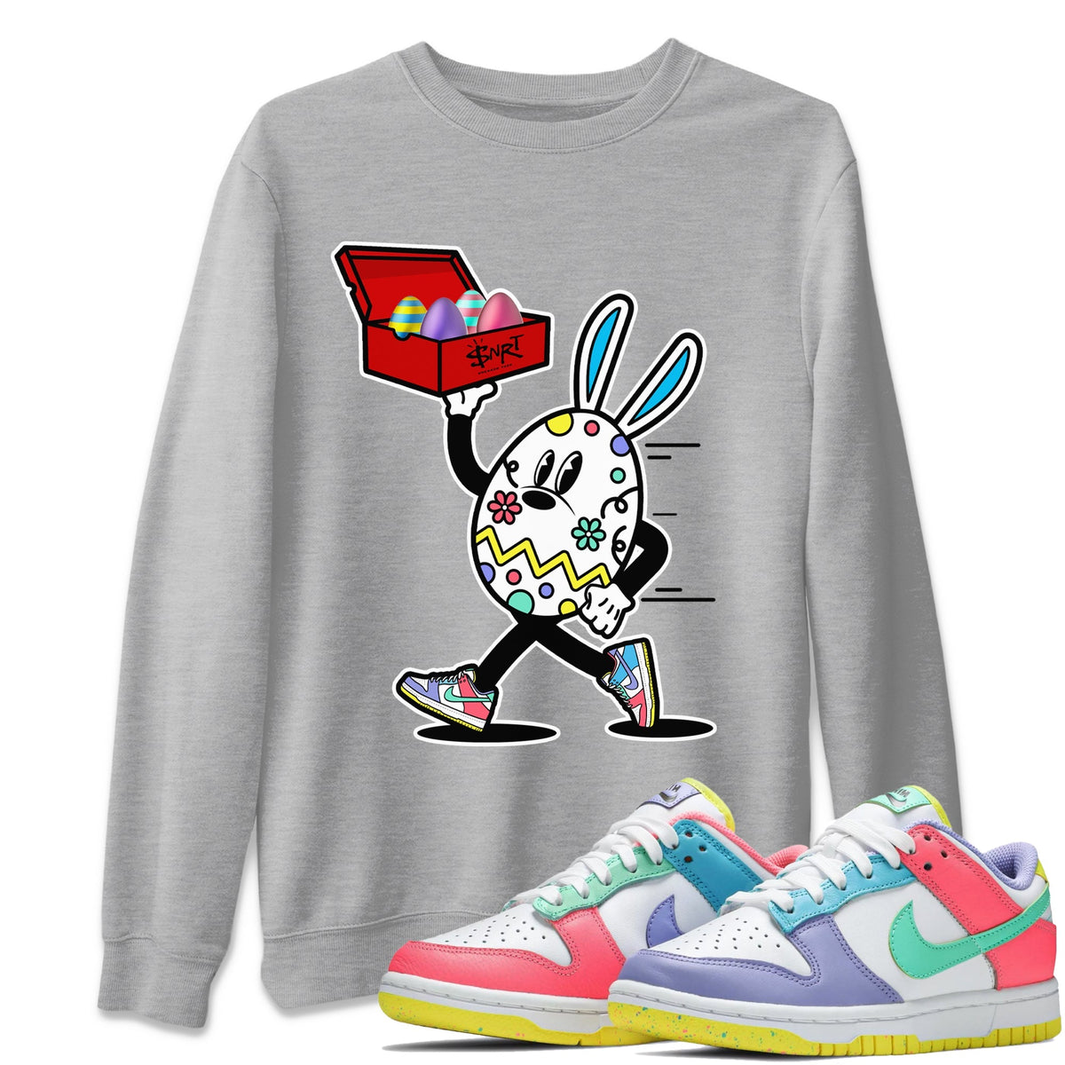 Dunk Easter Candy Easter Egg Hunter Crew Neck Streetwear Sneaker Shirt Holiday Easter T-Shirt Sneaker T-Shirts Washing and Care Tip