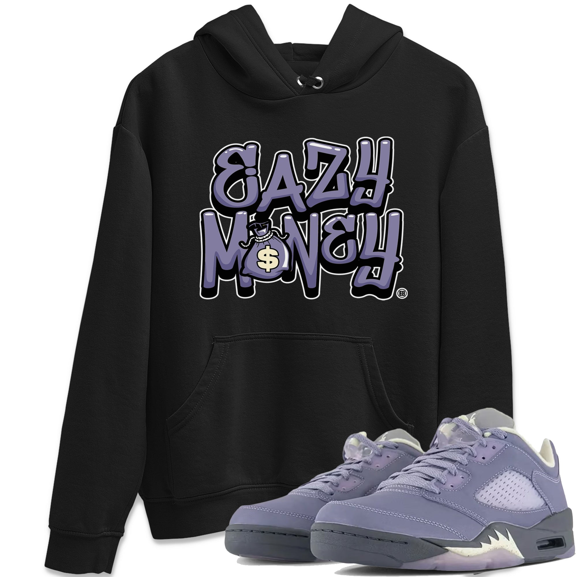 Air Jordan 5 Indigo Haze Sneaker Match Tees Easy Money 5s Indigo Haze Tee Sneaker Release Tees Unisex Shirts Black 1