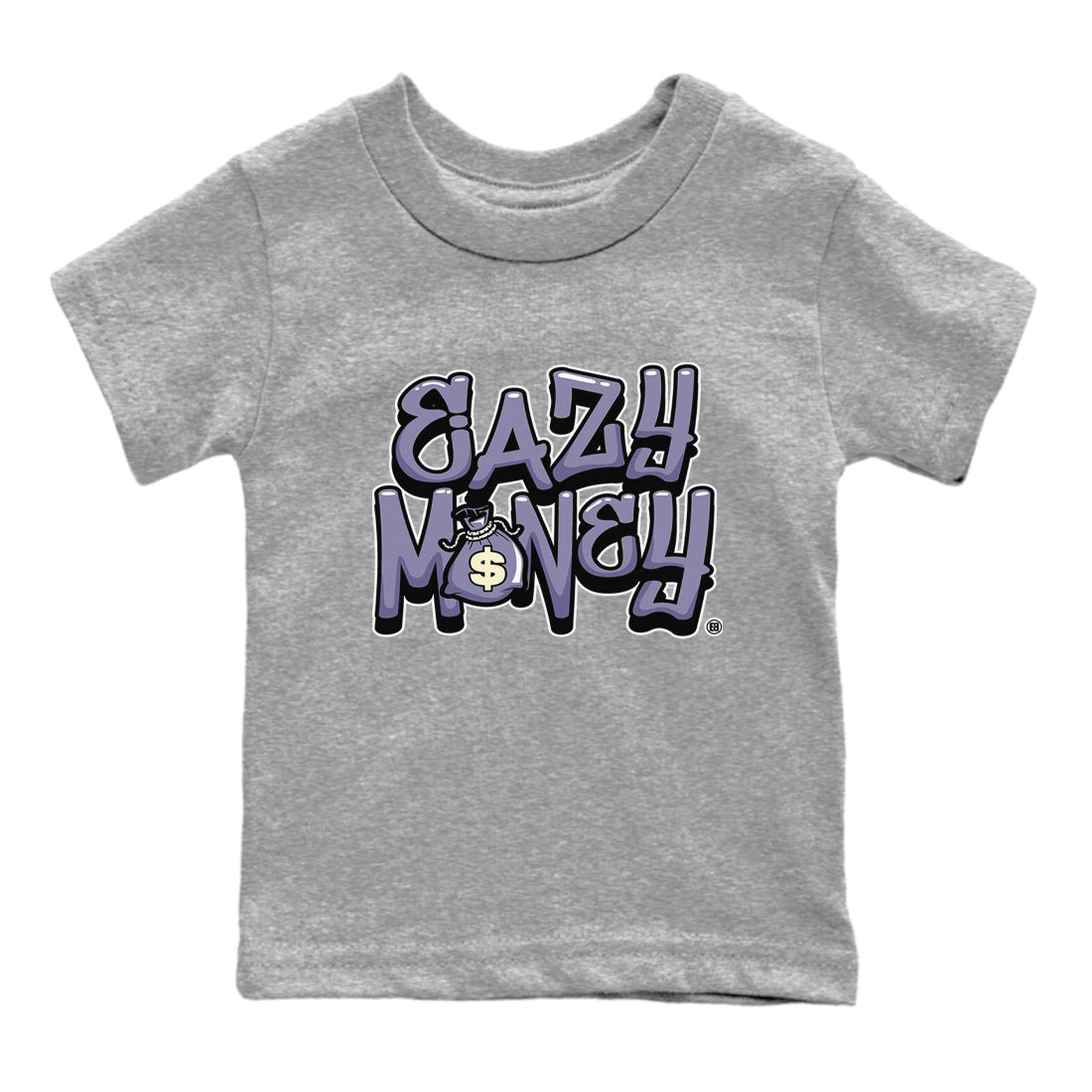 Air Jordan 5 Indigo Haze Sneaker Match Tees Easy Money 5s Indigo Haze Tee Sneaker Release Tees Kids Shirts Heather Grey 2