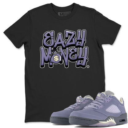 Air Jordan 5 Indigo Haze Sneaker Match Tees Easy Money 5s Indigo Haze Tee Sneaker Release Tees Unisex Shirts Black 1