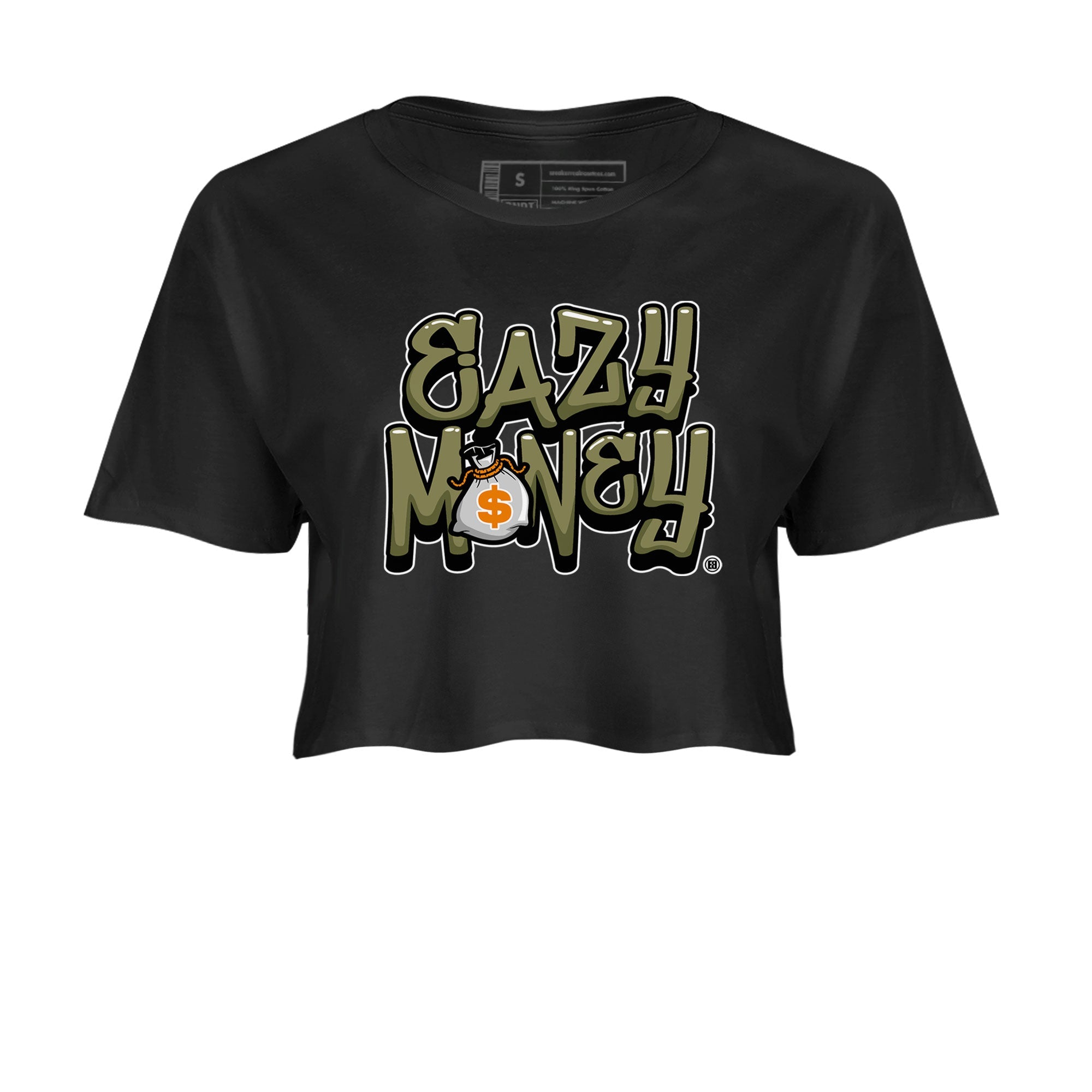 Air Jordan 5 Olive shirt to match jordans Easy Money sneaker match tee AJ5 Olive Drip Gear Zone Black 2 women's crop tee
