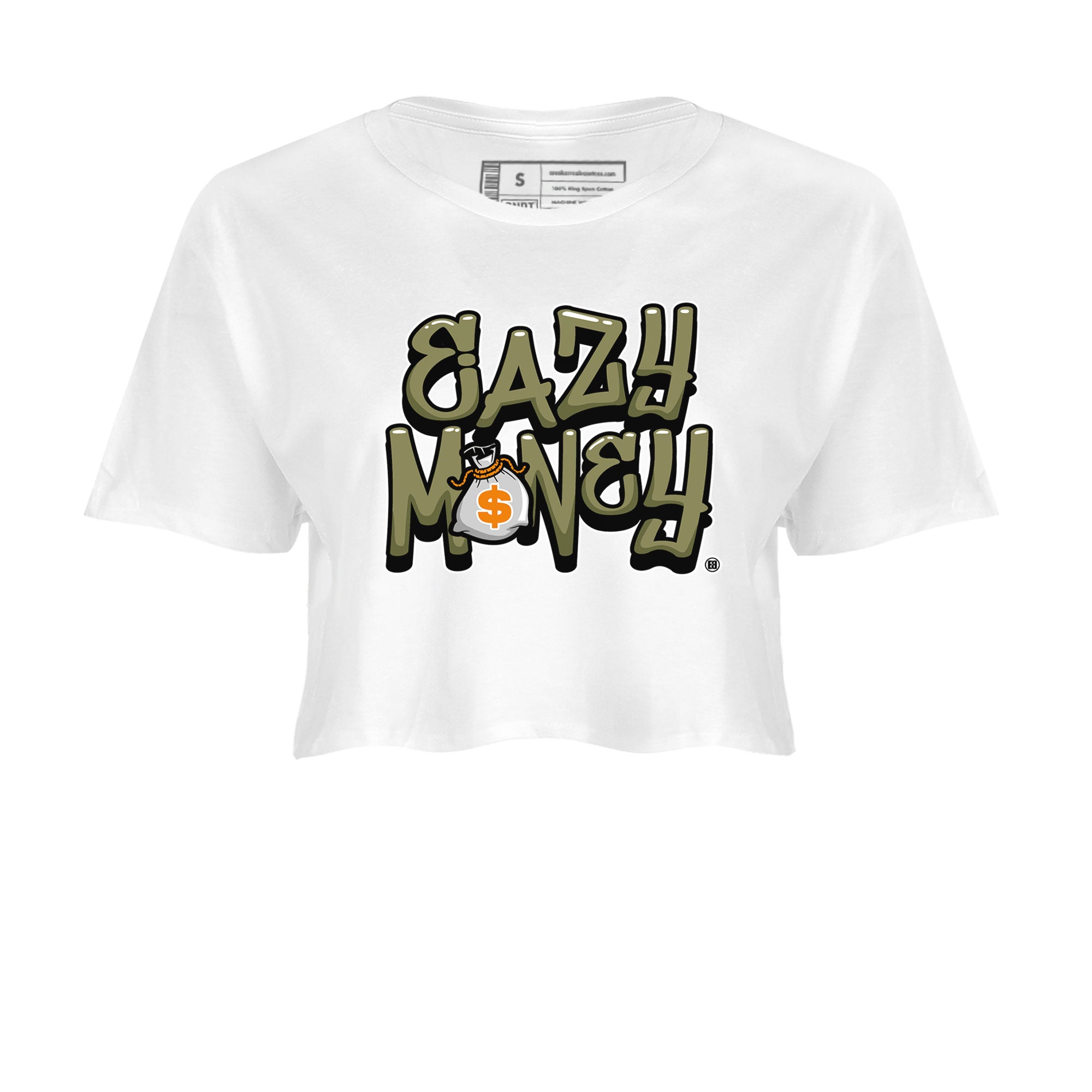 Air Jordan 5 Olive shirt to match jordans Easy Money sneaker match tee AJ5 Olive Drip Gear Zone White 2 women's crop tee