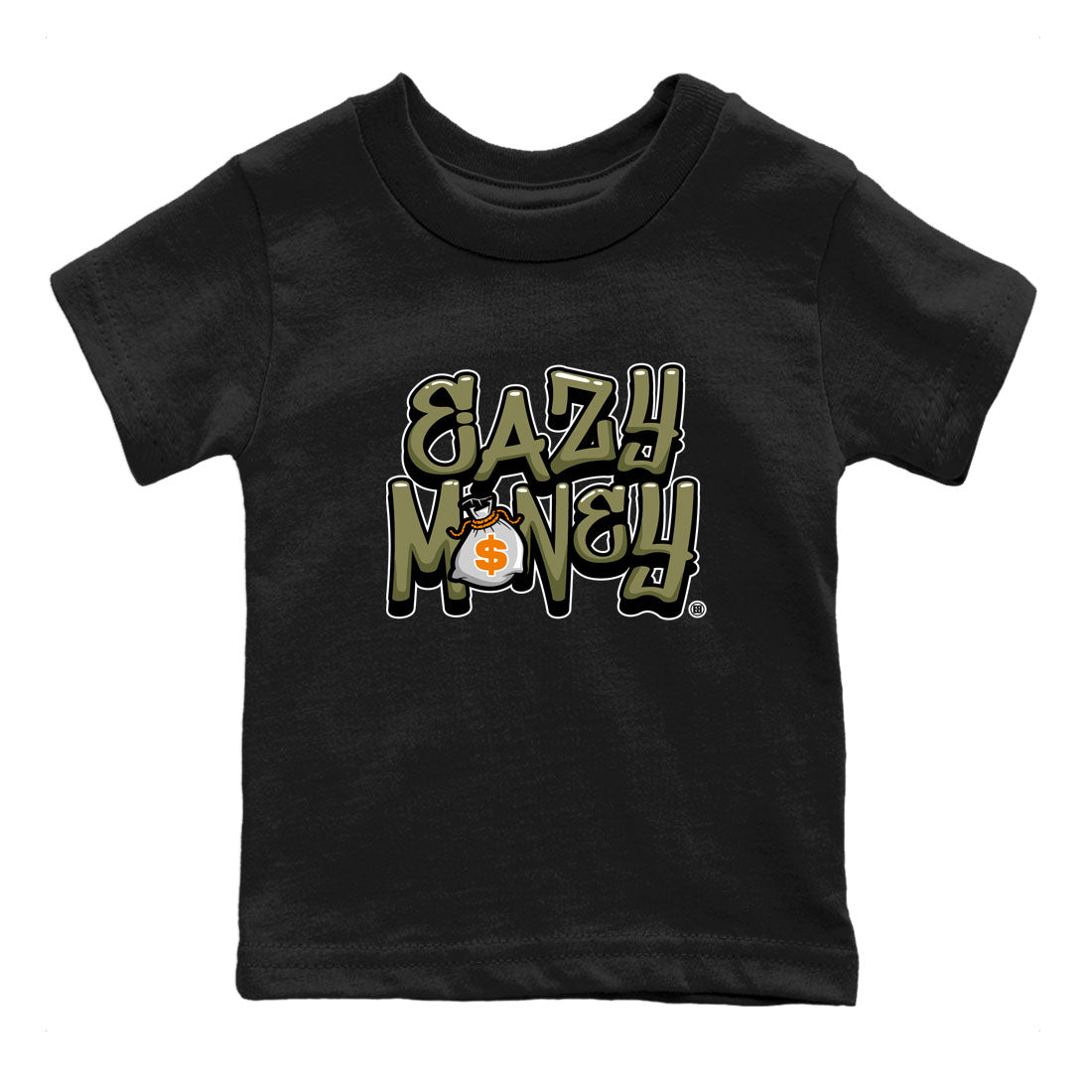Air Jordan 5 Olive shirt to match jordans Easy Money sneaker match tee AJ5 Olive Drip Gear Zone baby toddler Black 2 cotton Shirt