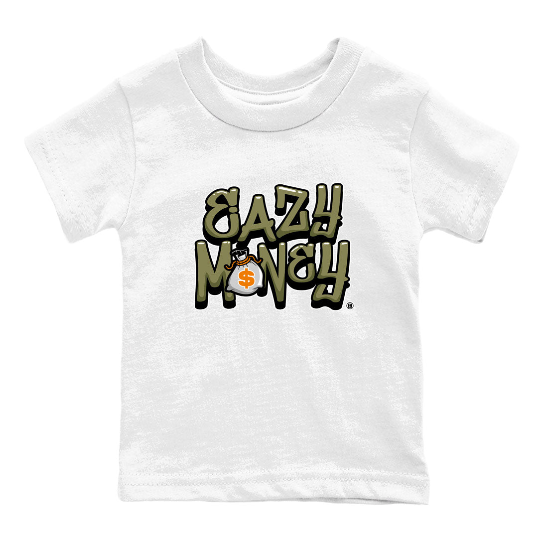 Air Jordan 5 Olive shirt to match jordans Easy Money sneaker match tee AJ5 Olive Drip Gear Zone baby toddler White 2 cotton Shirt