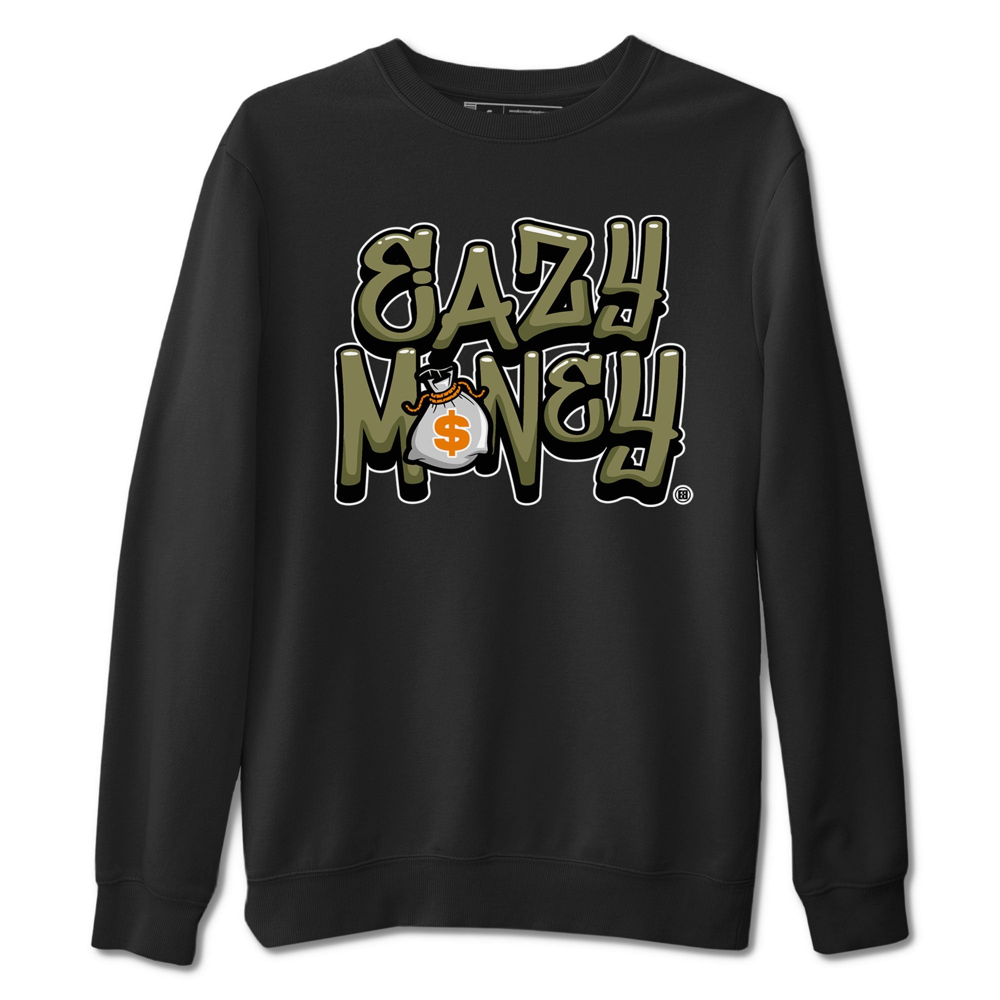 Air Jordan 5 Olive shirt to match jordans Easy Money sneaker match tee AJ5 Olive Drip Gear Zone unisex cotton Black 2 crew neck shirt