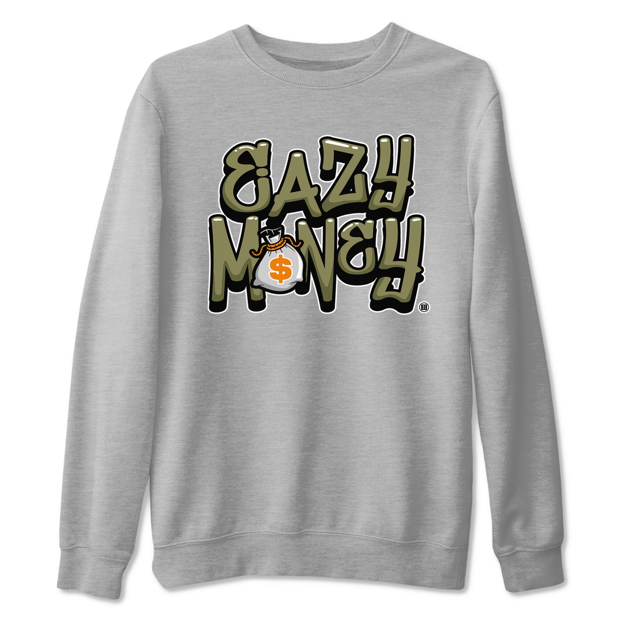 Air Jordan 5 Olive shirt to match jordans Easy Money sneaker match tee AJ5 Olive Drip Gear Zone unisex cotton Heather Grey 2 crew neck shirt