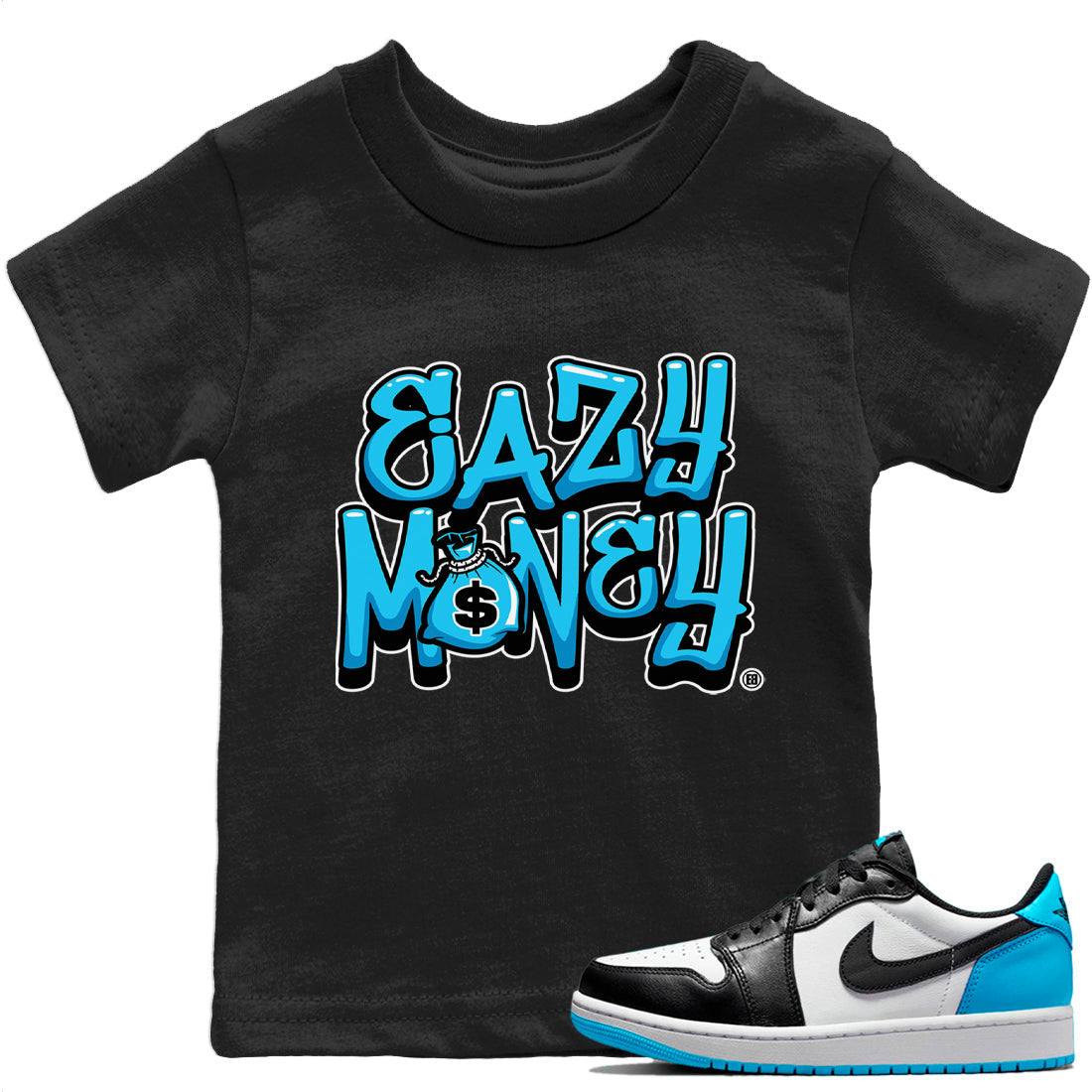 Jordan 1 Powder Blue Sneaker Matching T-Shirt Easy Money Sneaker Tees Jordan 1 Powder Blue Sneaker Release Tees Kids Shirts
