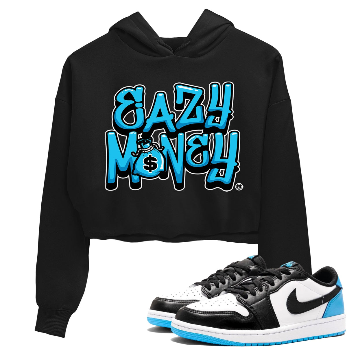 Jordan 1 Powder Blue Sneaker Matching T-Shirt Easy Money Sneaker Tees Jordan 1 Powder Blue Sneaker Release Tees Women's Shirts