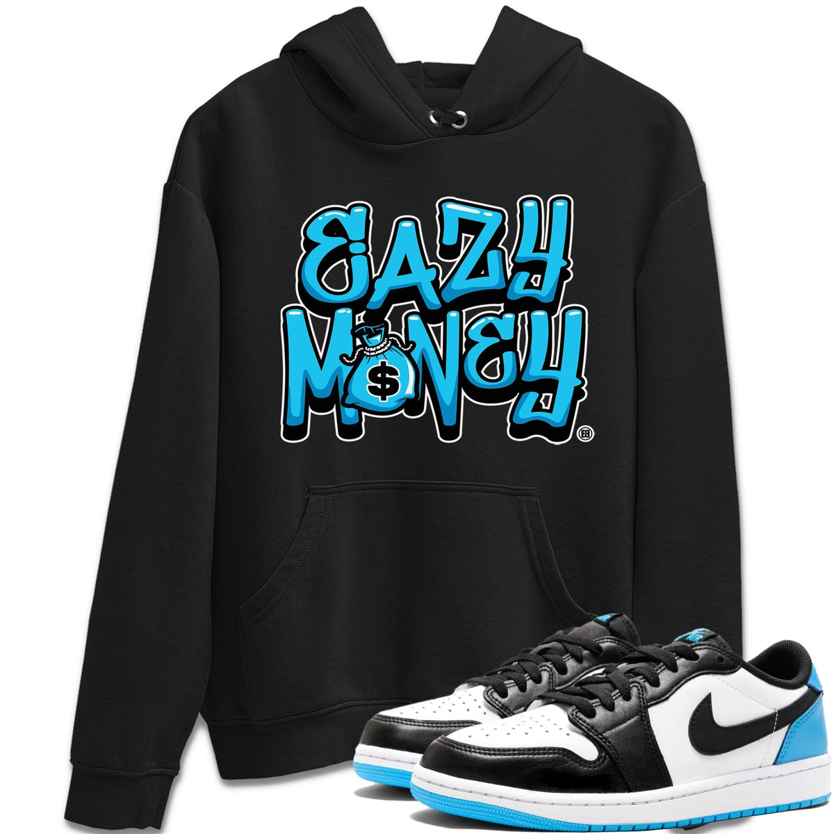 Jordan 1 Powder Blue Sneaker Matching T-Shirt Easy Money Sneaker Tees Jordan 1 Powder Blue Sneaker Release Tees Crew Neck Tees