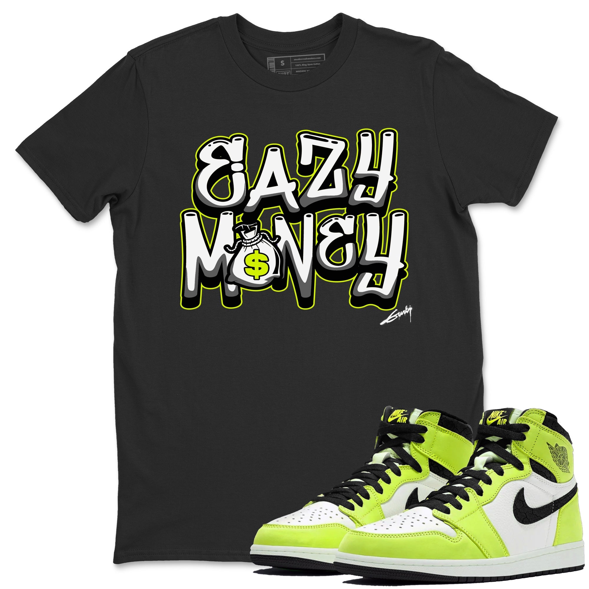 Jordan 1 Visionaire Sneaker Matching T-Shirt Easy Money Sneaker Tees Jordan 1 Visionaire Sneaker Release Tees Crew Neck Tees