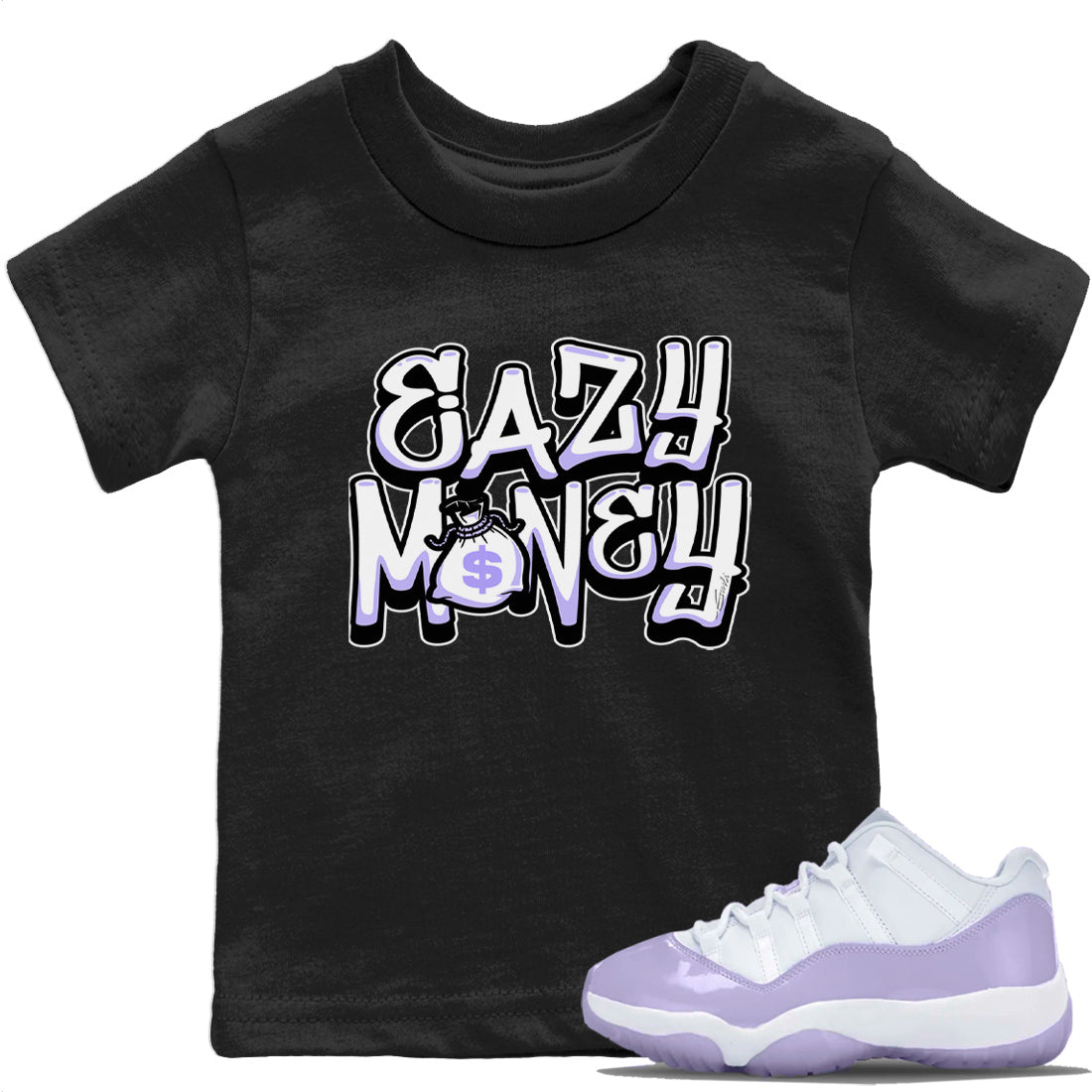 Jordan 11 Pure Violet Sneaker Matching T-Shirt Easy Money Sneaker Tees Jordan 11 Pure Violet Sneaker Release Tees Kids Shirts