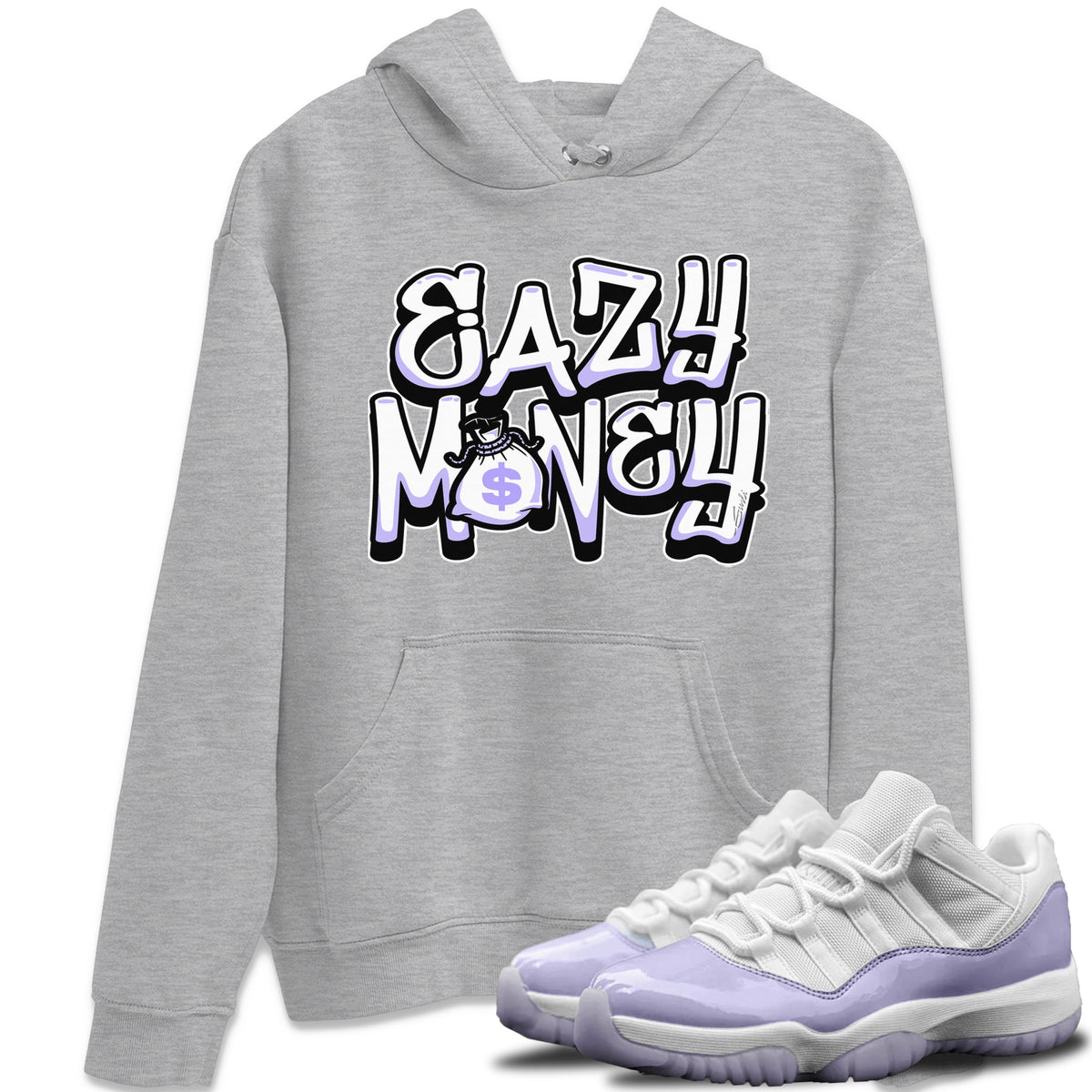 Jordan 11 Pure Violet Sneaker Matching T-Shirt Easy Money Sneaker Tees Jordan 11 Pure Violet Sneaker Release Tees Crew Neck Tees