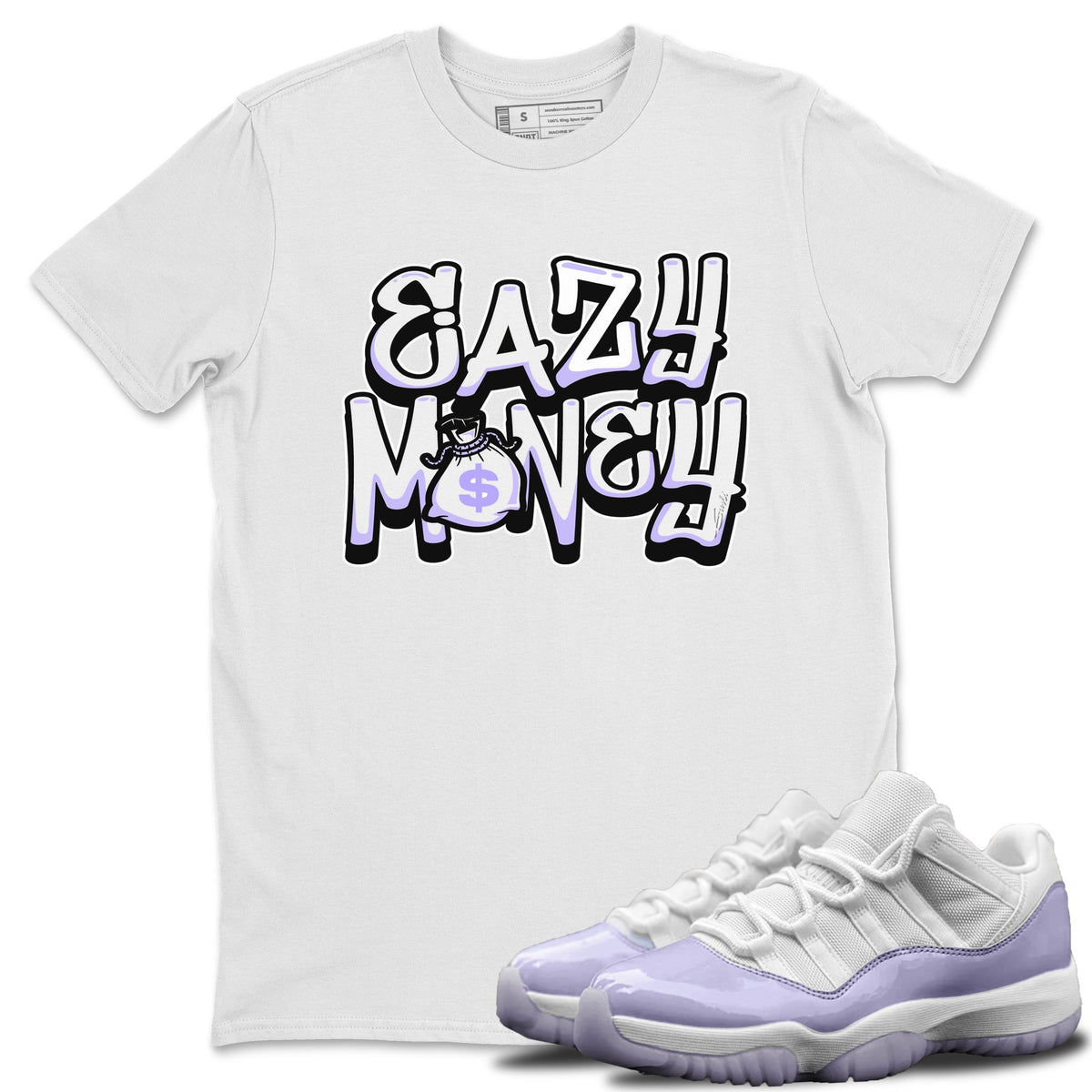 Jordan 11 Pure Violet Sneaker Matching T-Shirt Easy Money Sneaker Tees Jordan 11 Pure Violet Sneaker Release Tees Crew Neck Tees