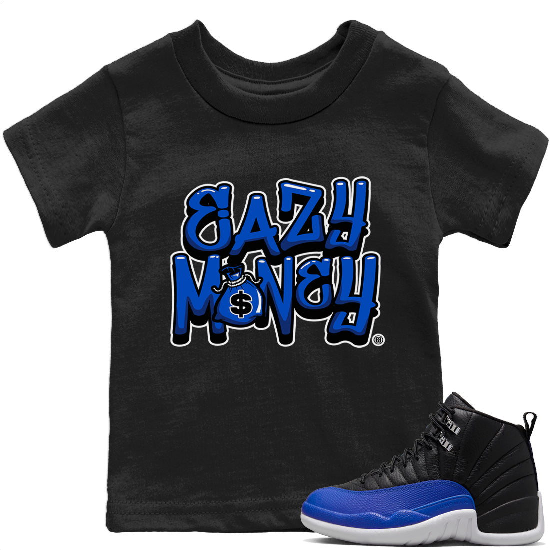 Jordan 12 Hyper Royal Sneaker Matching T-Shirt Easy Money Sneaker Tees Jordan 12 Hyper Royal Sneaker Release Tees Kids Shirts