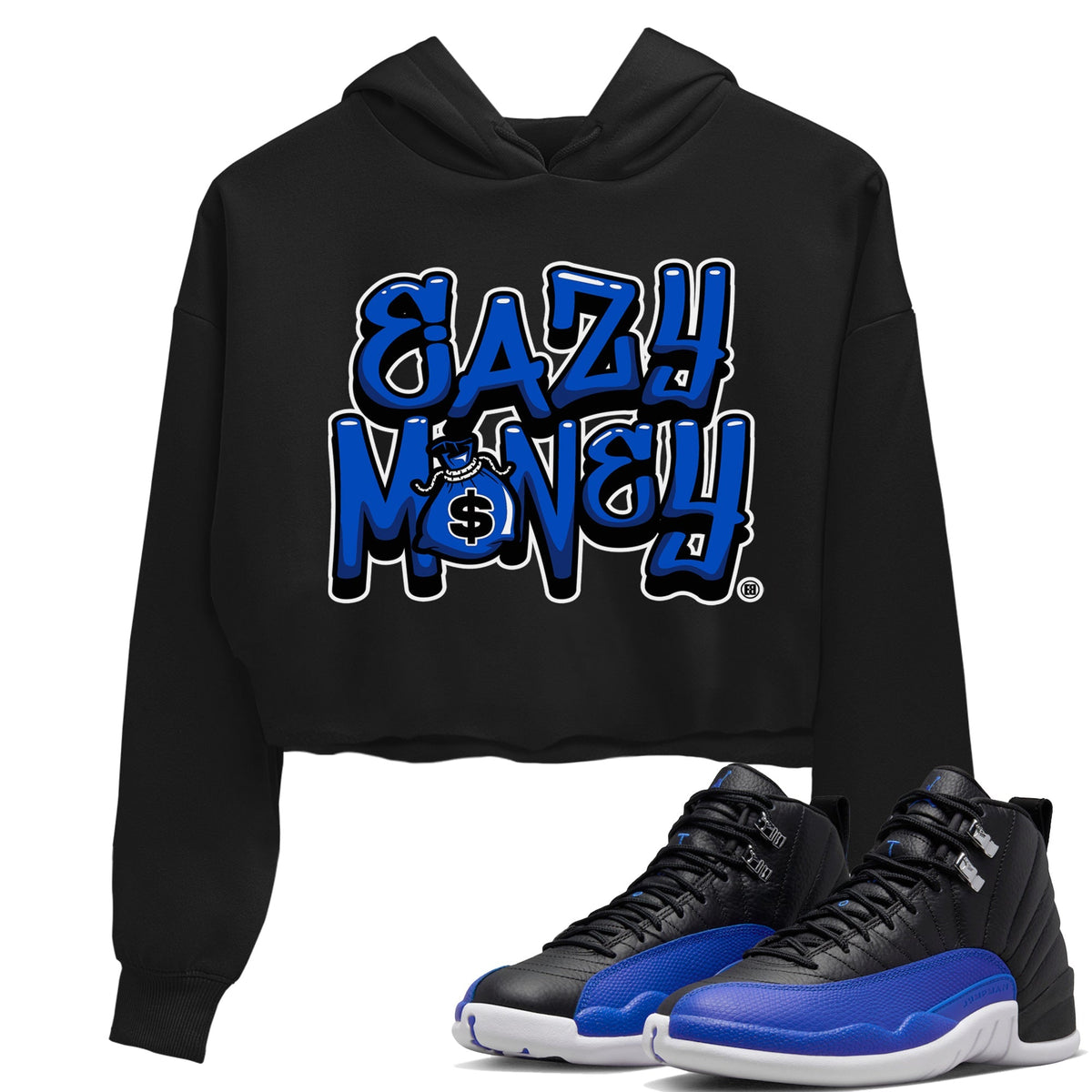 Jordan 12 Hyper Royal Sneaker Matching T-Shirt Easy Money Sneaker Tees Jordan 12 Hyper Royal Sneaker Release Tees Women's Shirts