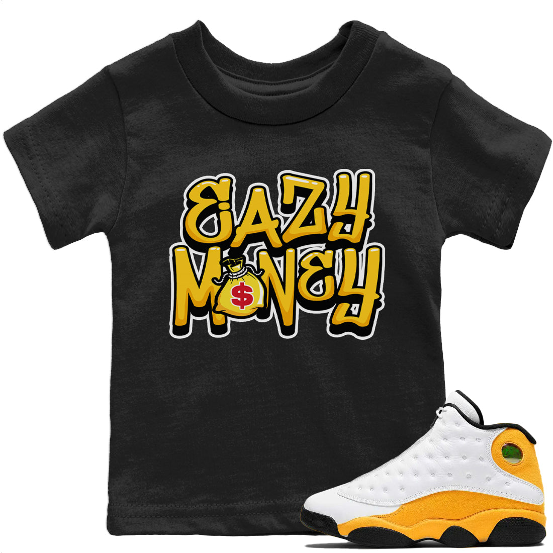 Jordan 13 Del Sol Sneaker Matching T-Shirt Easy Money Sneaker Tees Jordan 13 Del Sol Sneaker Release Tees Kids Shirts
