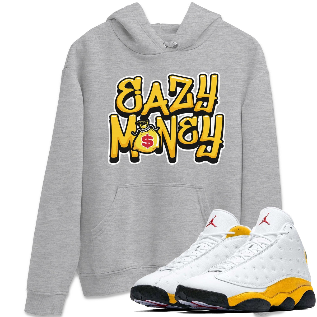 Jordan 13 Del Sol Sneaker Matching T-Shirt Easy Money Sneaker Tees Jordan 13 Del Sol Sneaker Release Tees Crew Neck Tees