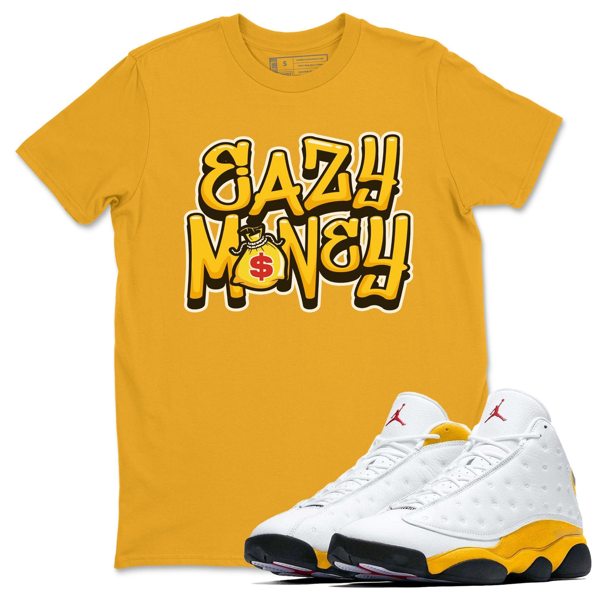 Jordan 13 Del Sol Sneaker Matching T-Shirt Easy Money Sneaker Tees Jordan 13 Del Sol Sneaker Release Tees Crew Neck Tees