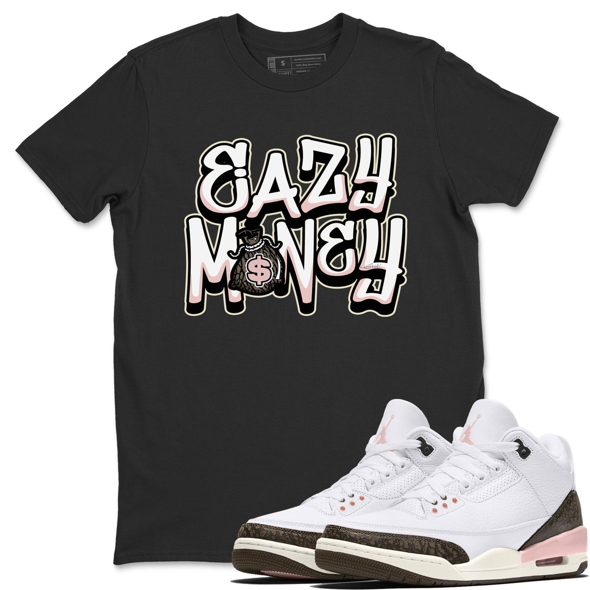 Jordan 3 Atmosphere Sneaker Matching T-Shirt Easy Money Sneaker Tees Jordan 3 Atmosphere Sneaker Release Tees Crew Neck Tees