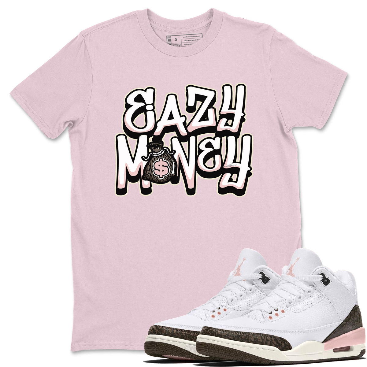 Jordan 3 Atmosphere Sneaker Matching T-Shirt Easy Money Sneaker Tees Jordan 3 Atmosphere Sneaker Release Tees Crew Neck Tees