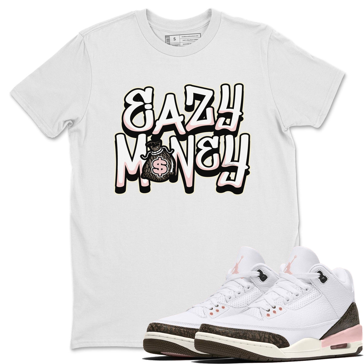 Jordan 3 Atmosphere Sneaker Matching T-Shirt Easy Money Sneaker Tees Jordan 3 Atmosphere Sneaker Release Tees Crew Neck Tees
