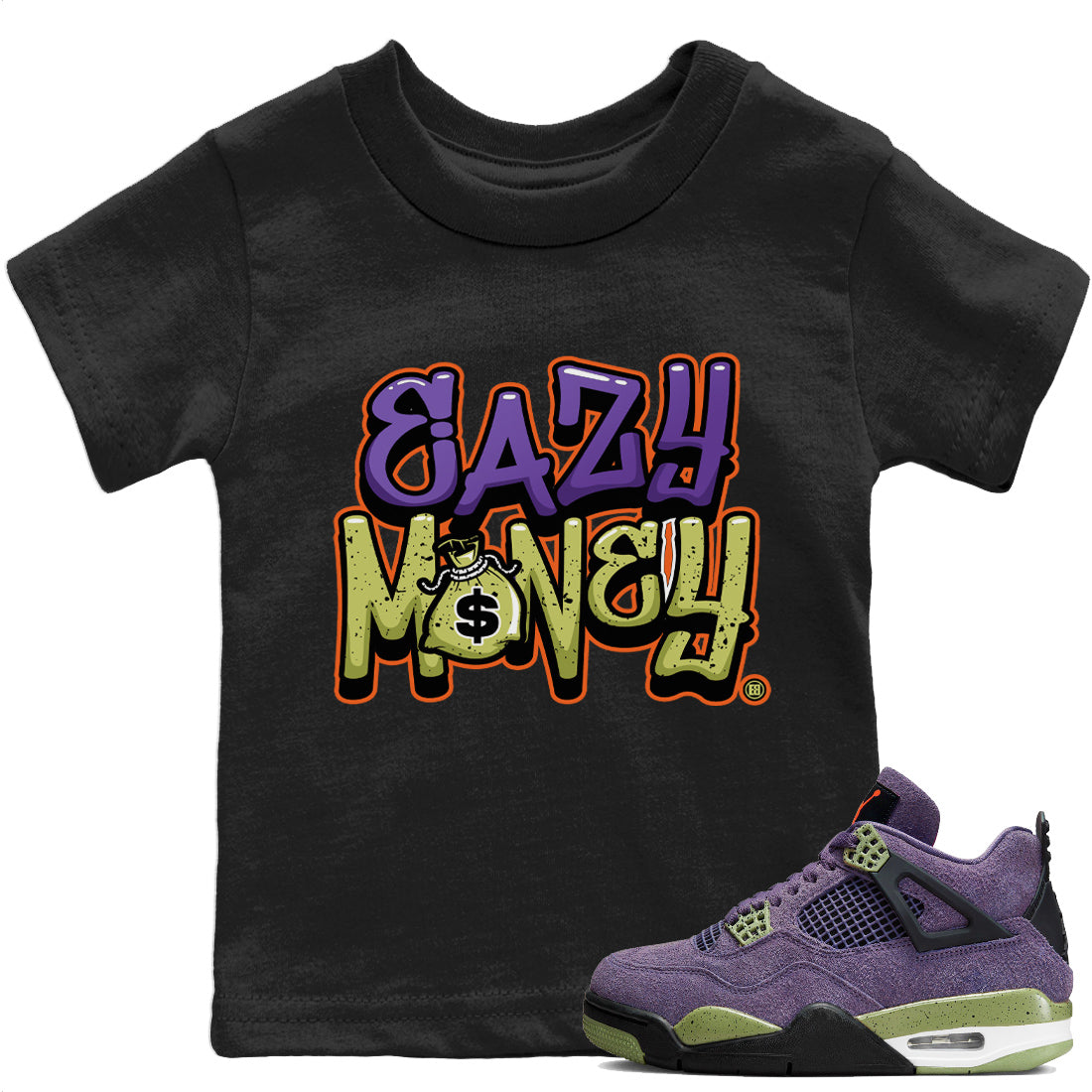 Jordan 4 Canyon Purple Sneaker Matching T-Shirt Easy Money Sneaker Tees Jordan 4 Canyon Purple Sneaker Release Tees Kids Shirts