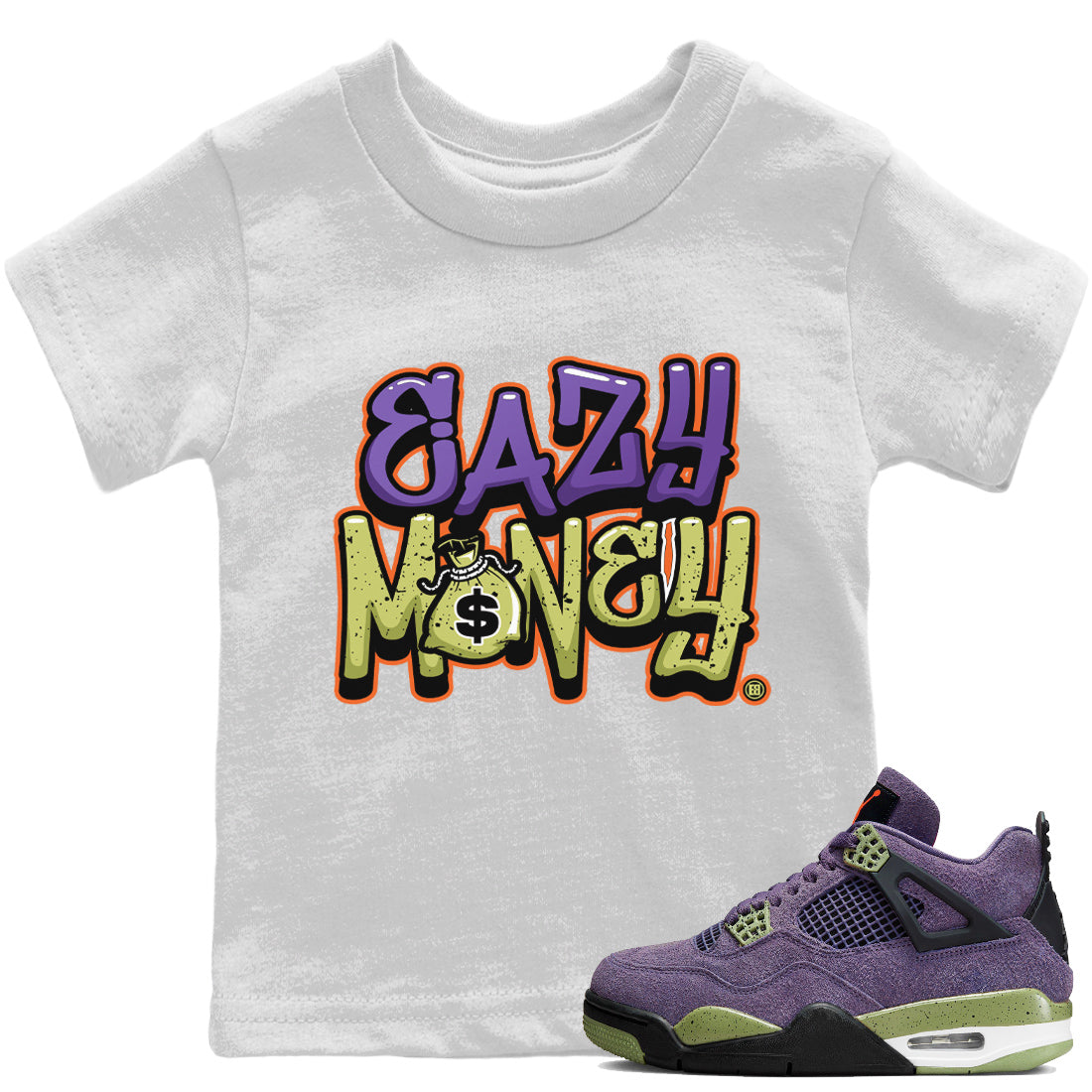 Jordan 4 Canyon Purple Sneaker Matching T-Shirt Easy Money Sneaker Tees Jordan 4 Canyon Purple Sneaker Release Tees Kids Shirts