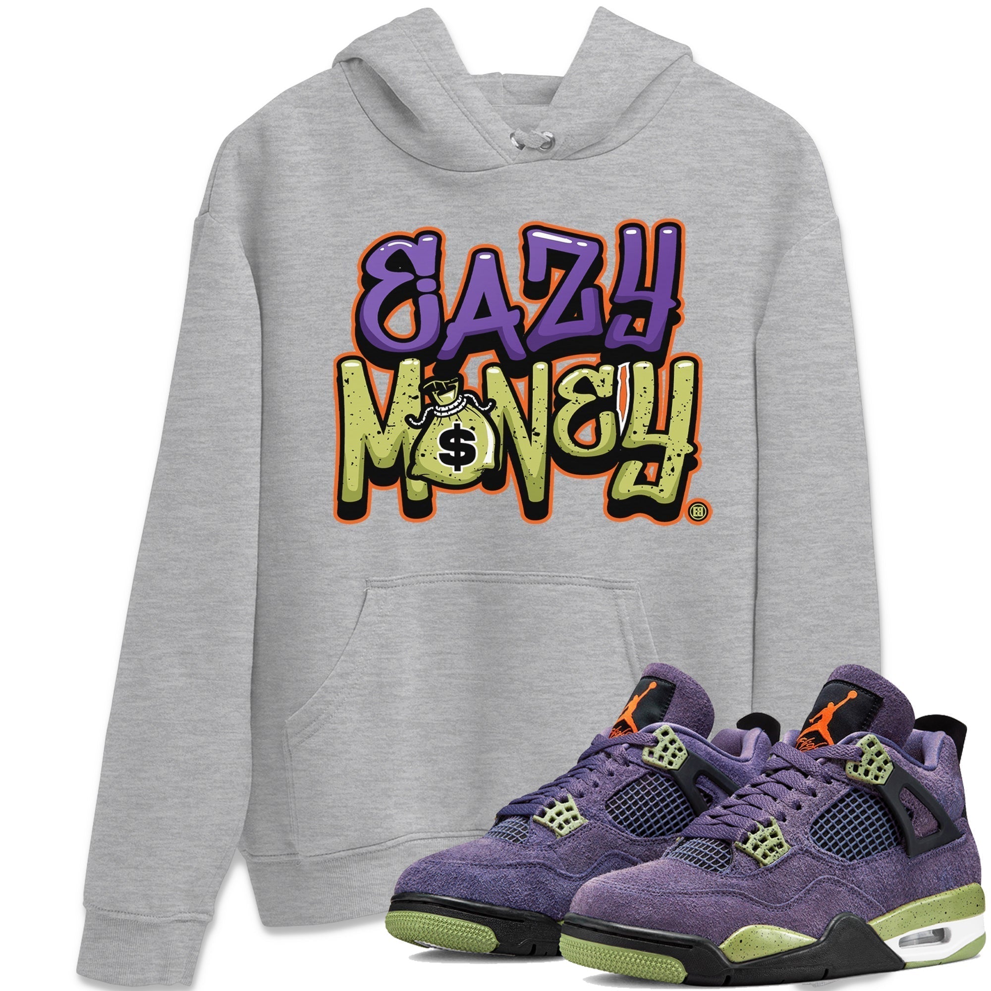 Jordan 4 Canyon Purple Sneaker Matching T-Shirt Easy Money Sneaker Tees Jordan 4 Canyon Purple Sneaker Release Tees Crew Neck Tees