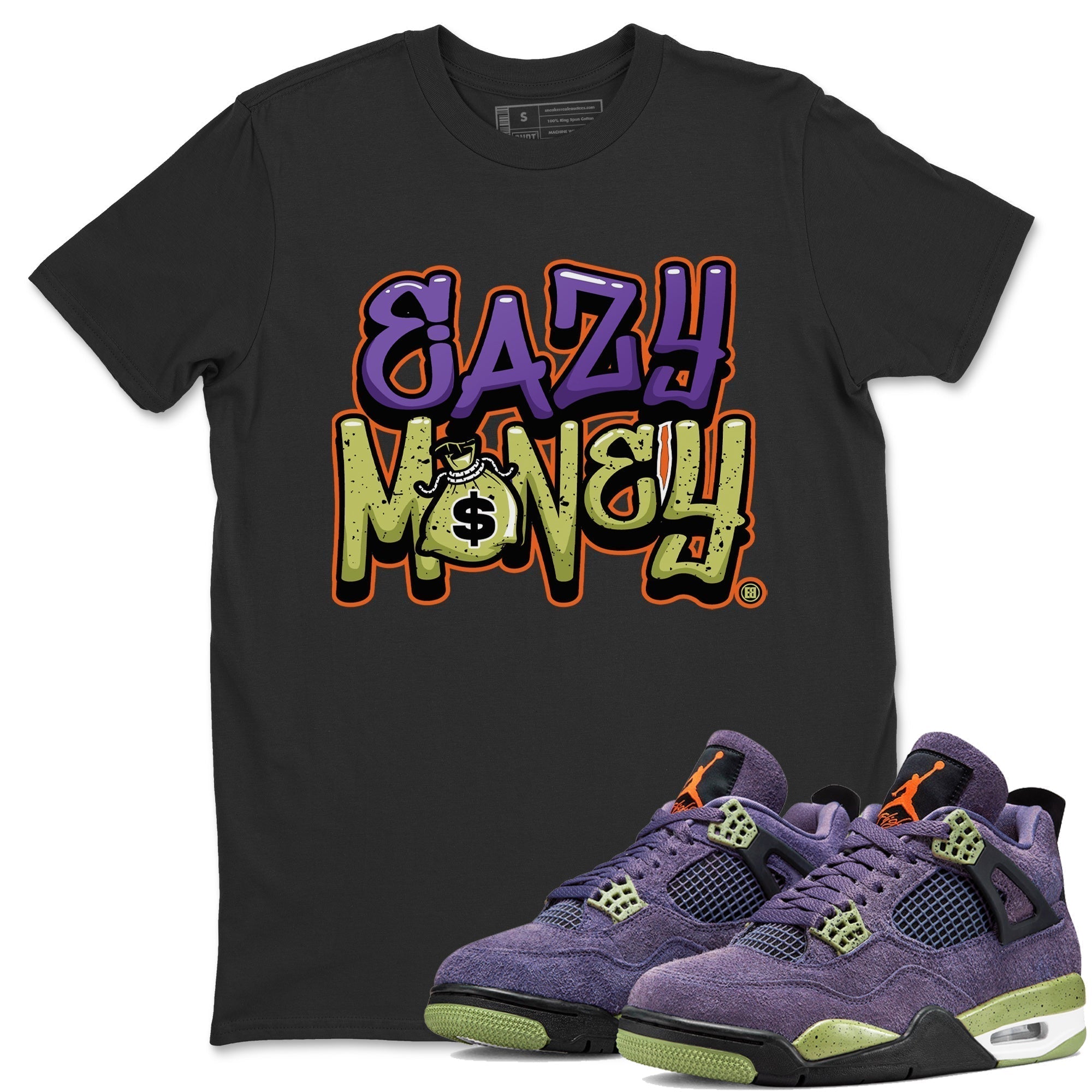 Jordan 4 Canyon Purple Sneaker Matching T-Shirt Easy Money Sneaker Tees Jordan 4 Canyon Purple Sneaker Release Tees Crew Neck Tees