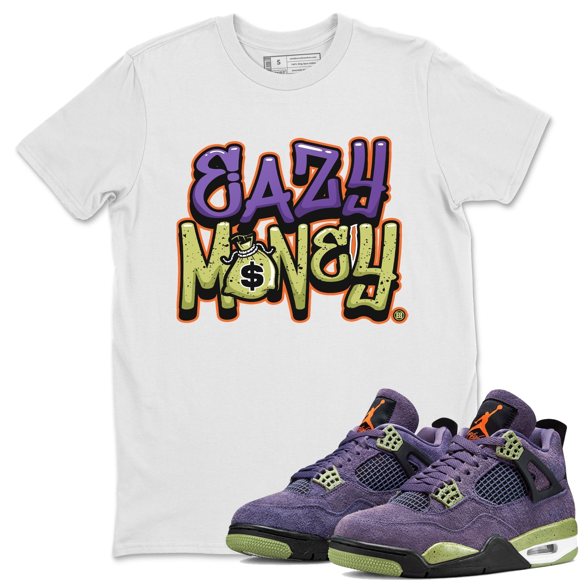 Jordan 4 Canyon Purple Sneaker Matching T-Shirt Easy Money Sneaker Tees Jordan 4 Canyon Purple Sneaker Release Tees Crew Neck Tees