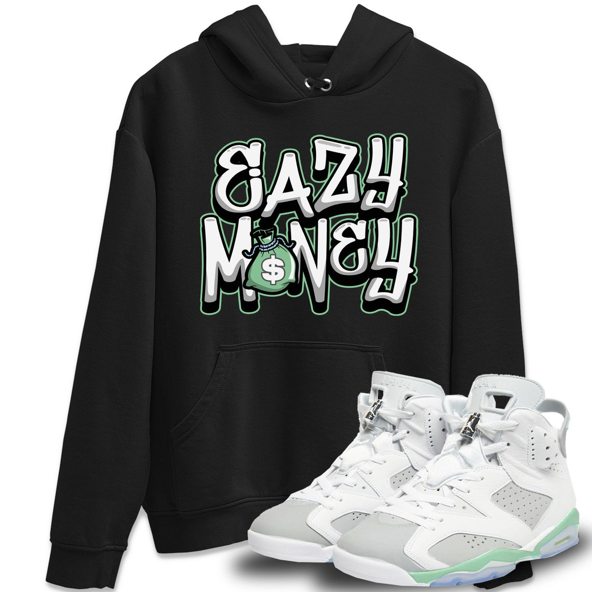 Jordan 6 Mint Foam Sneaker Matching T-Shirt Easy Money Sneaker Tees Jordan 6 Mint Foam Sneaker Release Tees Crew Neck Tees