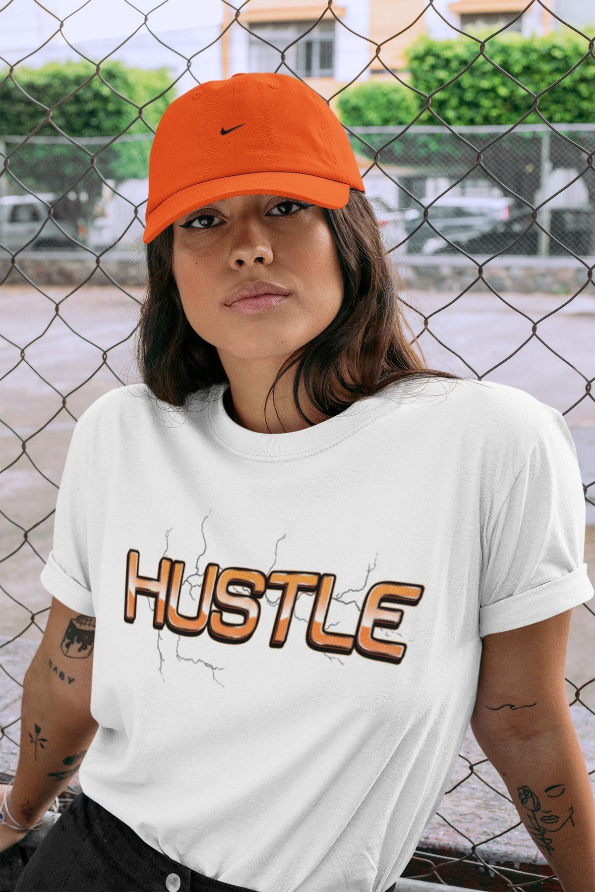 Jordan 1 Electro Orange Sneaker Matching T-Shirt Electric Hustle Sneaker Tees Jordan 1 Electro Orange Sneaker Release Tees Crew Neck Tees