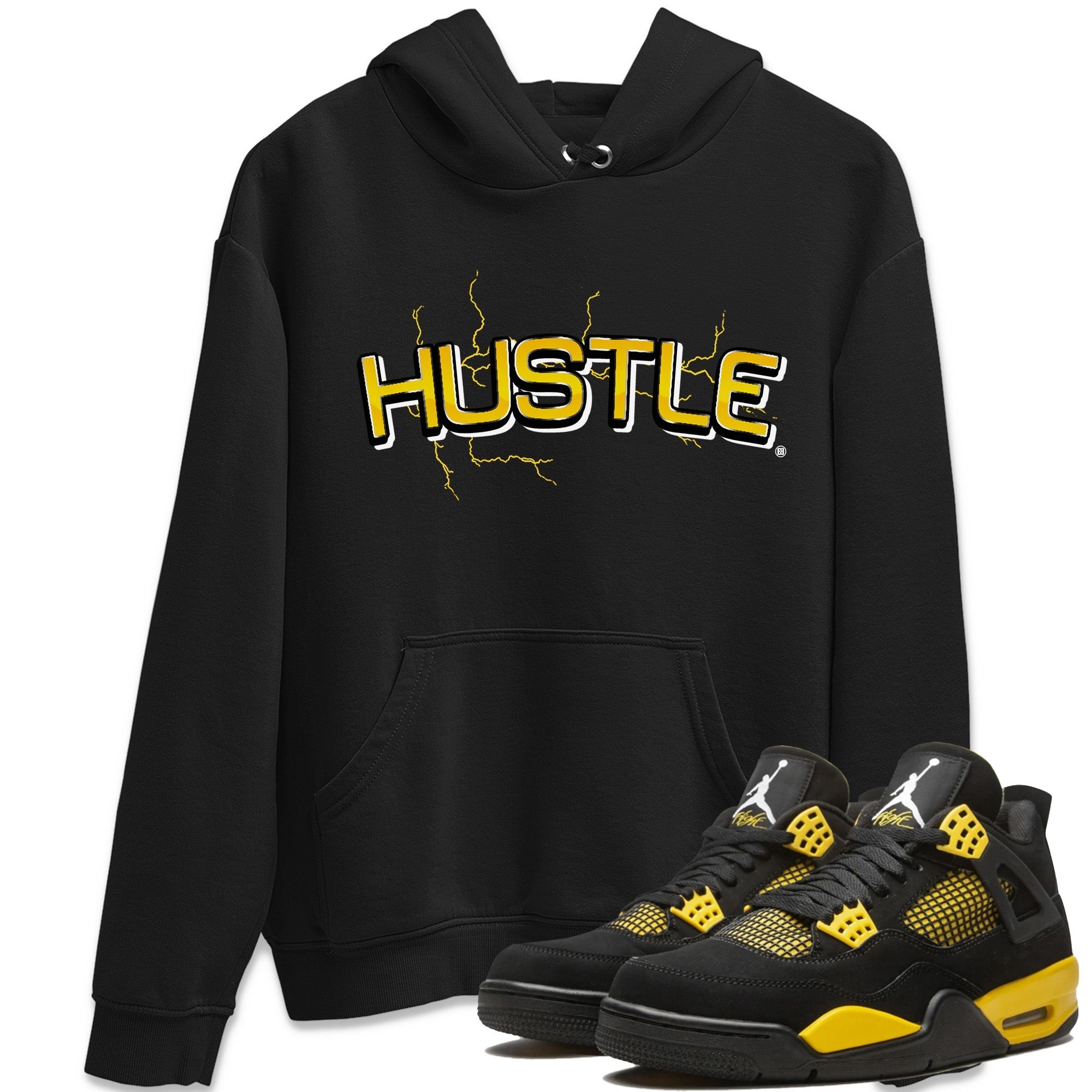 Air Jordan 4 Thunder Sneaker Match Tees Electric Hustle Streetwear Sneaker Shirt Air Jordan 4 Retro Thunder Sneaker Release Tees Unisex Shirts Black 1
