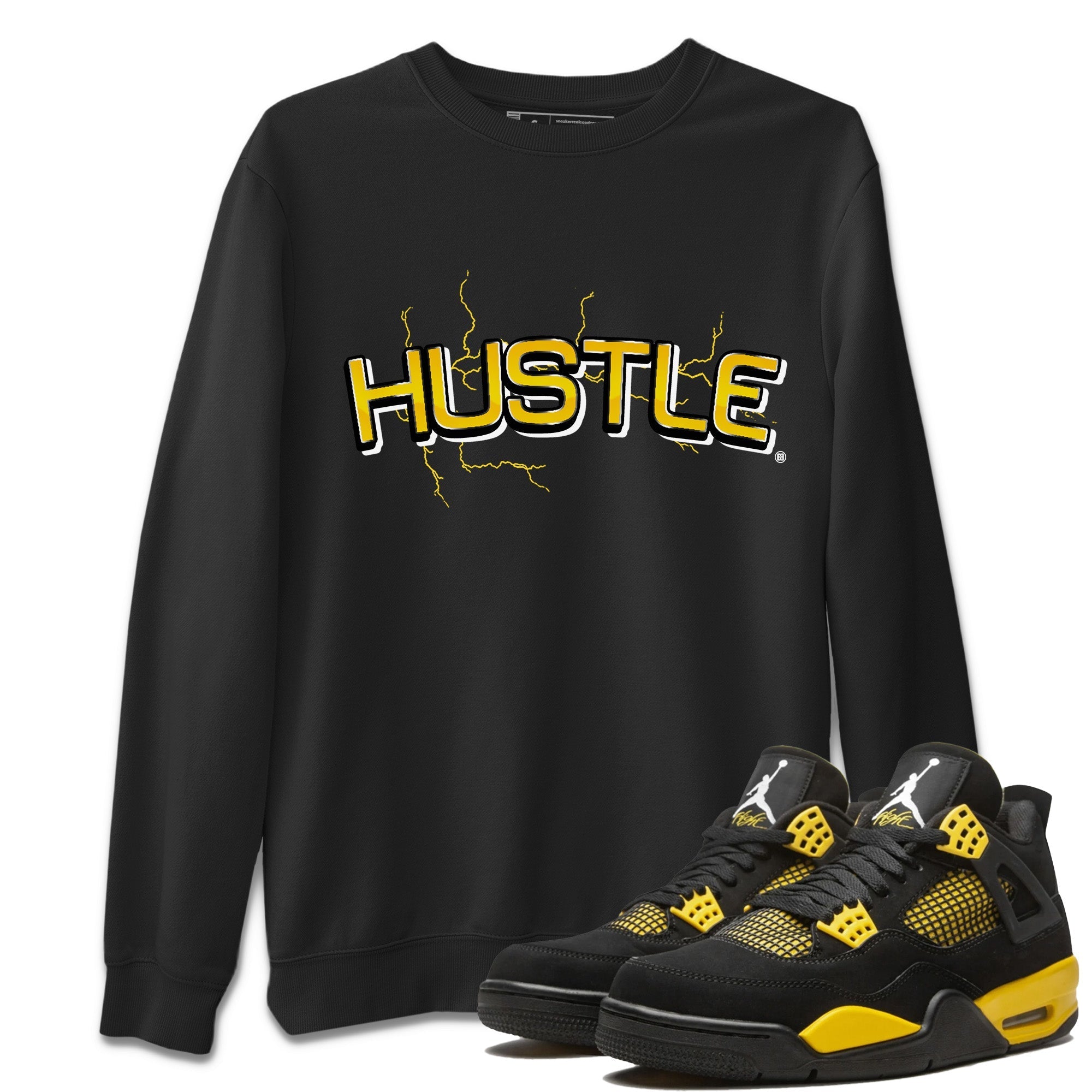 Air Jordan 4 Thunder Sneaker Match Tees Electric Hustle Streetwear Sneaker Shirt Air Jordan 4 Retro Thunder Sneaker Release Tees Unisex Shirts Black 1
