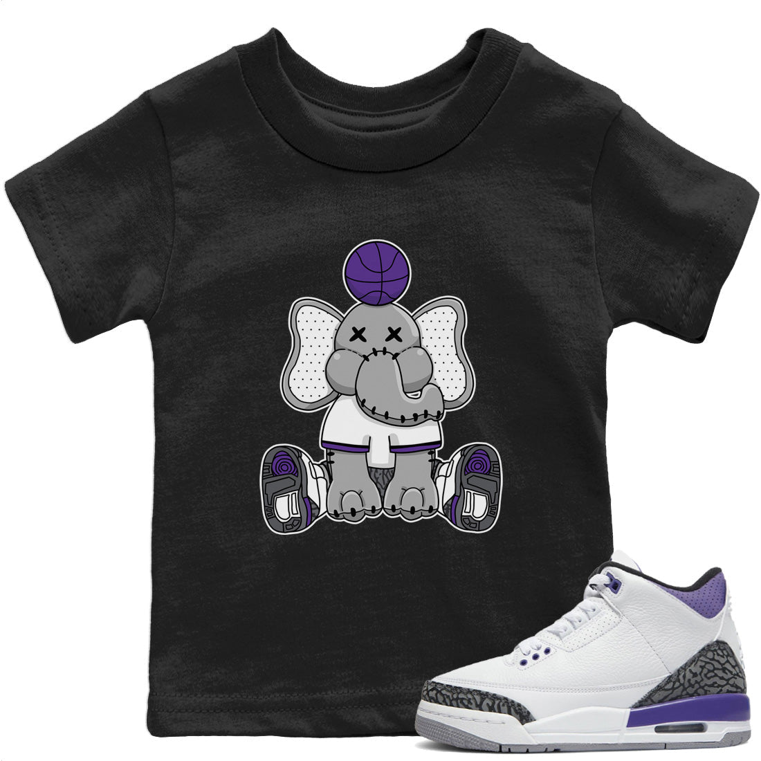 Jordan 3 Dark Iris Sneaker Matching T-Shirt Elephant Doll Sneaker Tees Jordan 3 Dark Iris Sneaker Release Tees Kids Shirts