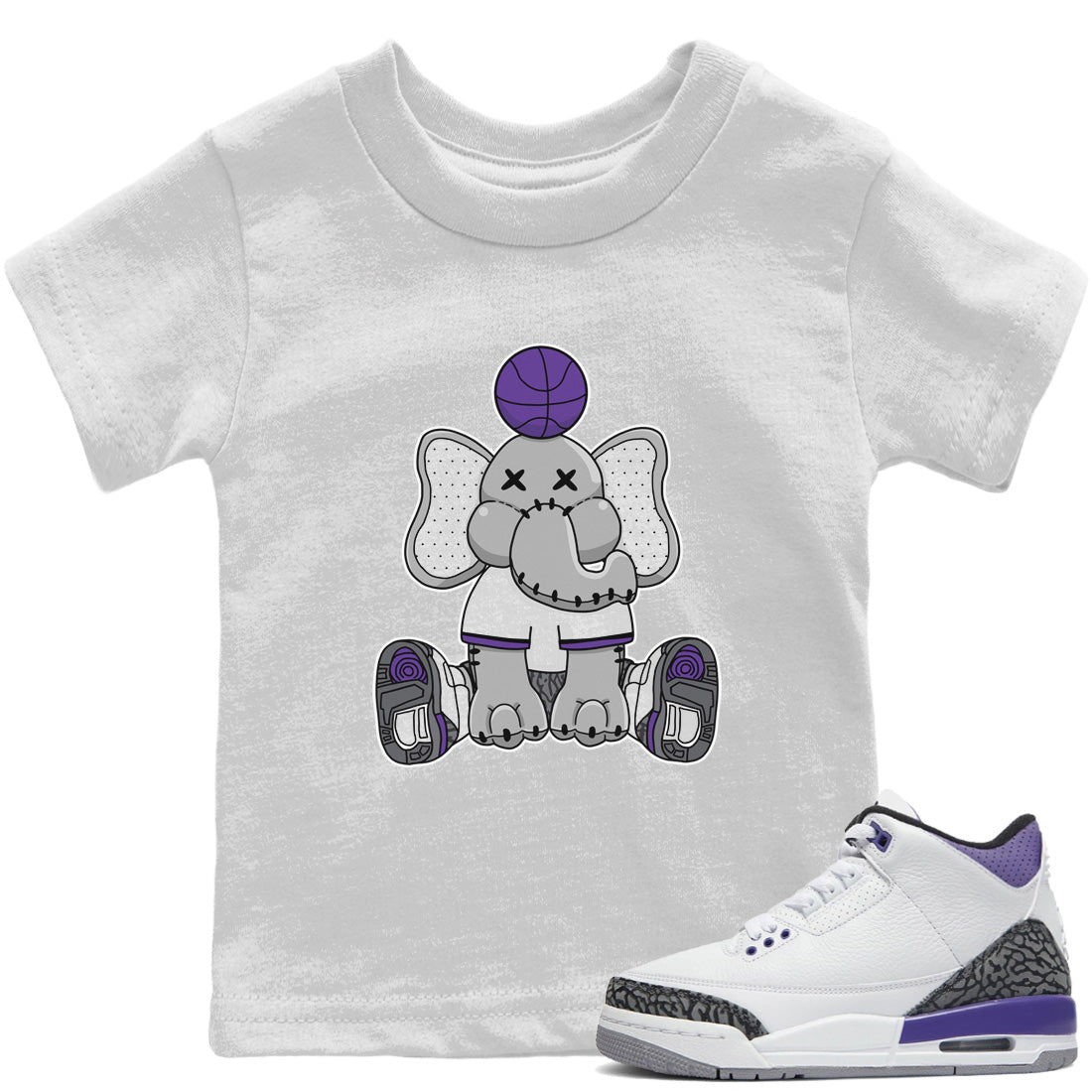 Jordan 3 Dark Iris Sneaker Matching T-Shirt Elephant Doll Sneaker Tees Jordan 3 Dark Iris Sneaker Release Tees Kids Shirts