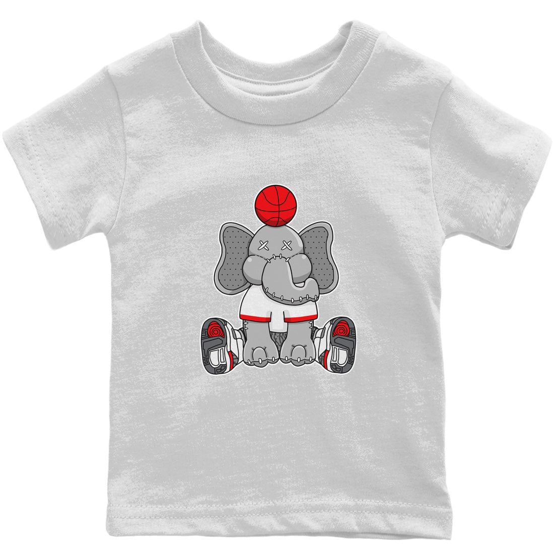 Jordan 3 Fire Red Sneaker Matching T-Shirt Elephant Doll Sneaker Tees Jordan 3 Fire Red Sneaker Release Tees Kids Shirts