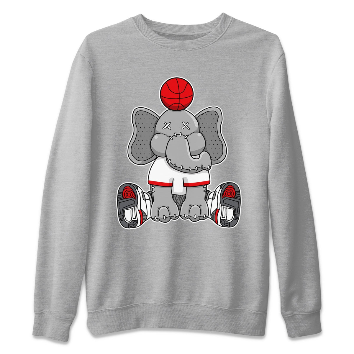 Jordan 3 Fire Red Sneaker Matching T-Shirt Elephant Doll Sneaker Tees Jordan 3 Fire Red Sneaker Release Tees Crew Neck Tees