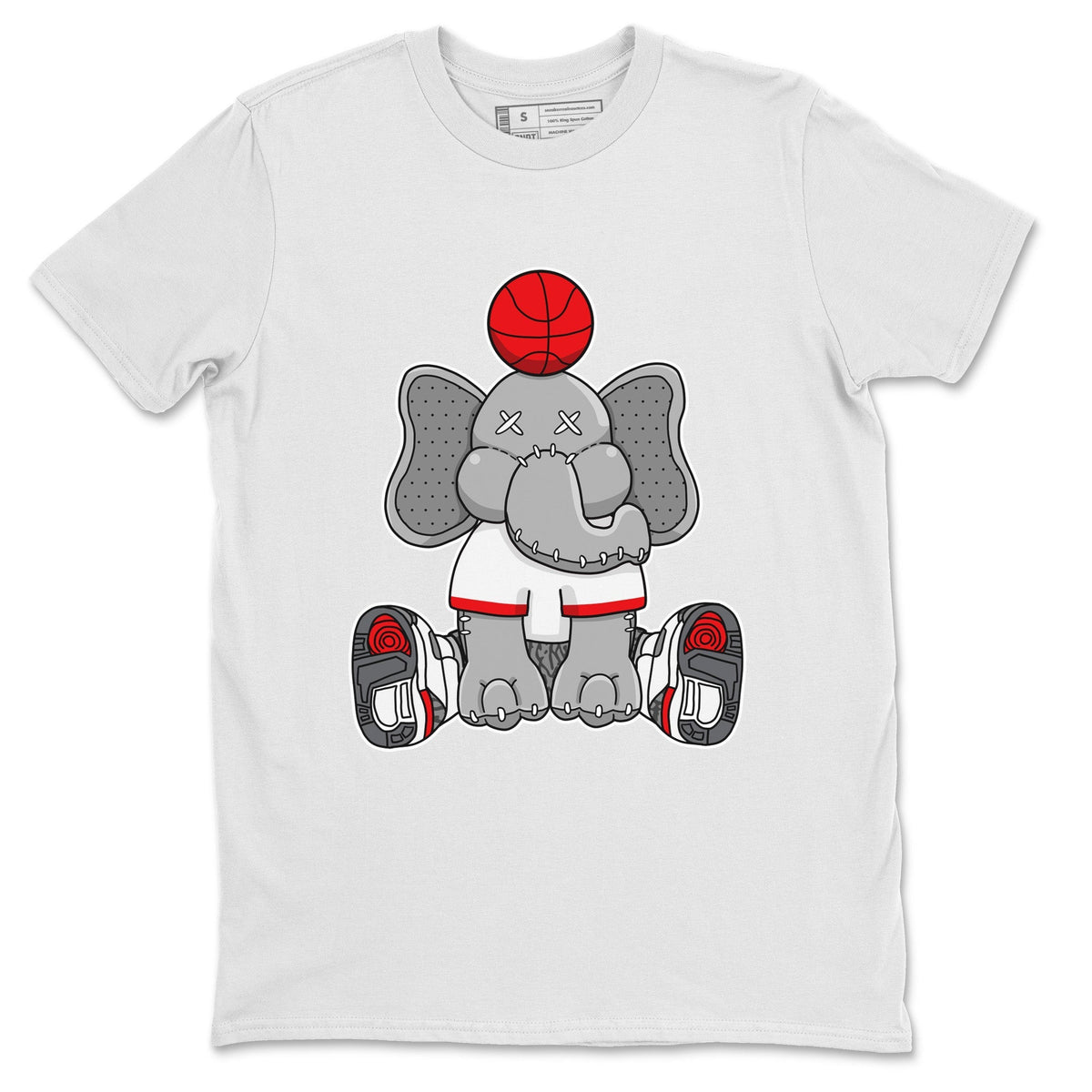 Jordan 3 Fire Red Sneaker Matching T-Shirt Elephant Doll Sneaker Tees Jordan 3 Fire Red Sneaker Release Tees Crew Neck Tees