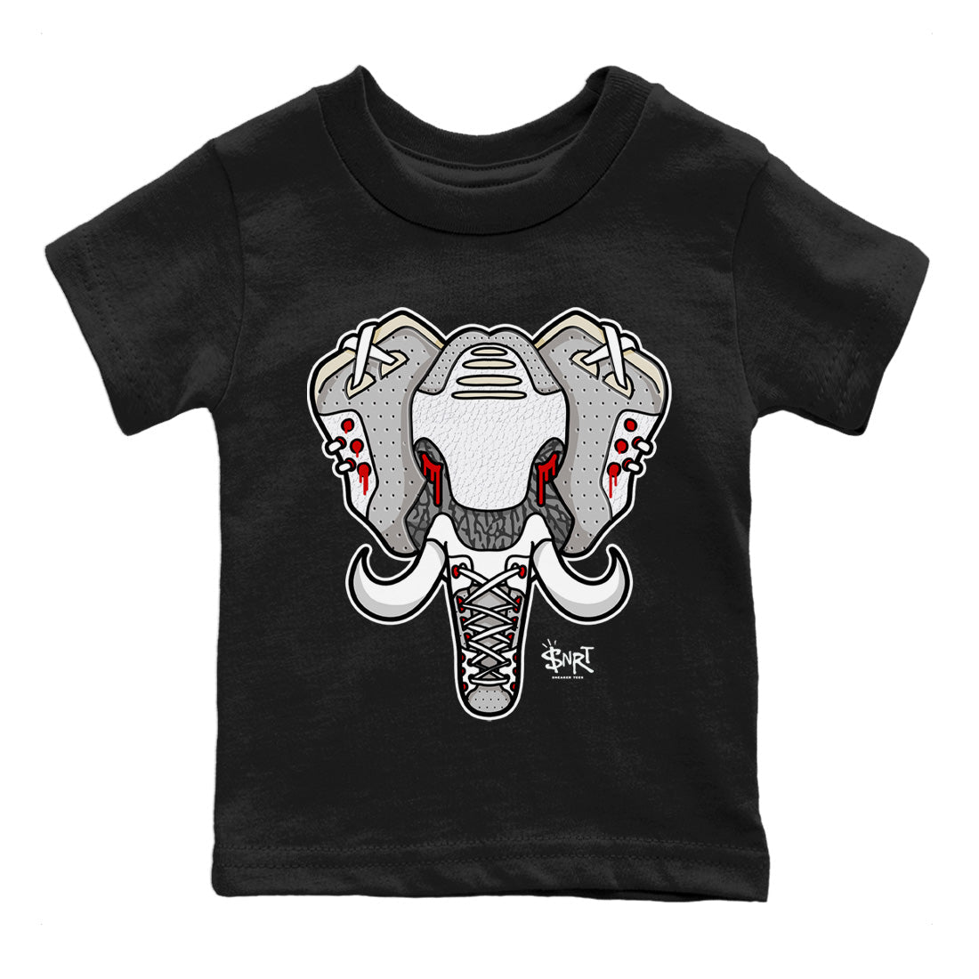 Air Jordan 3 White Cement Elephant Symbol Baby and Kids Sneaker Tees Air Jordan 3 Retro White Cement Kids Sneaker Tees Washing and Care Tip